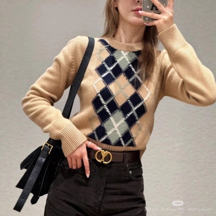 Argyle Knit Crewneck Sweater