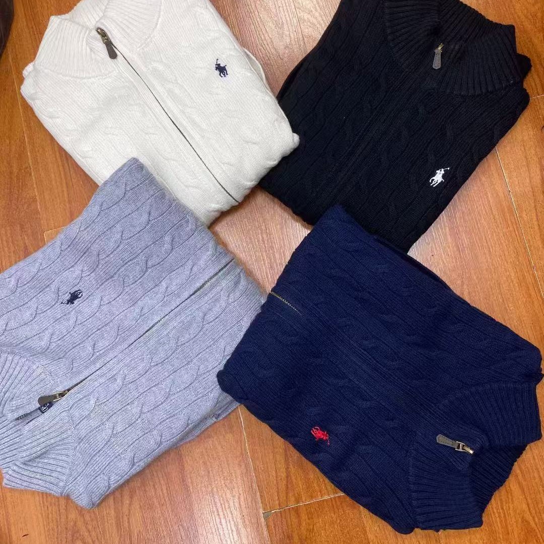 Ralph Lauren Men's Cable-Knit Cotton Full-Zip Mockneck