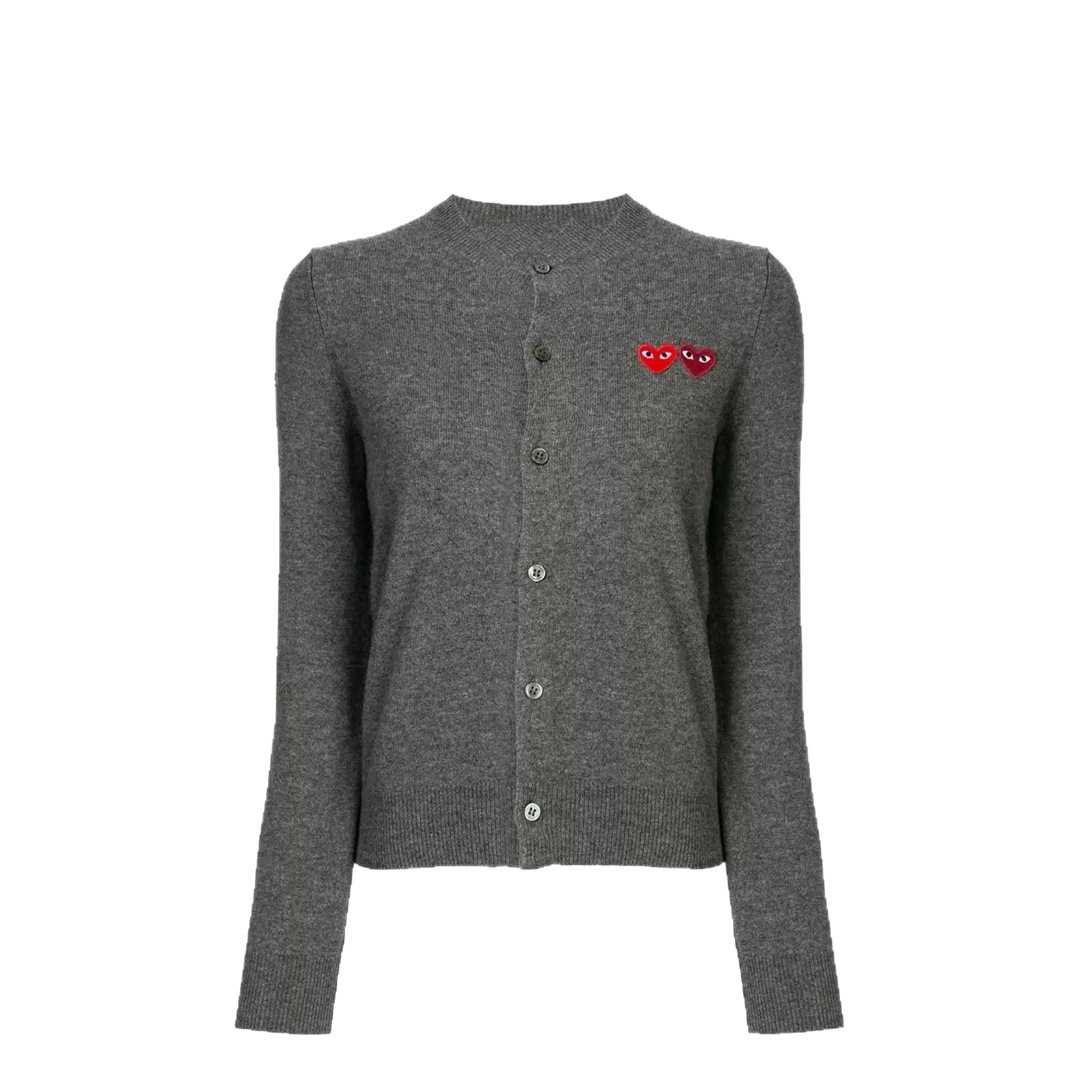 COMME des GARÇONS PLAY Double Heart Patch Wool Cardigan