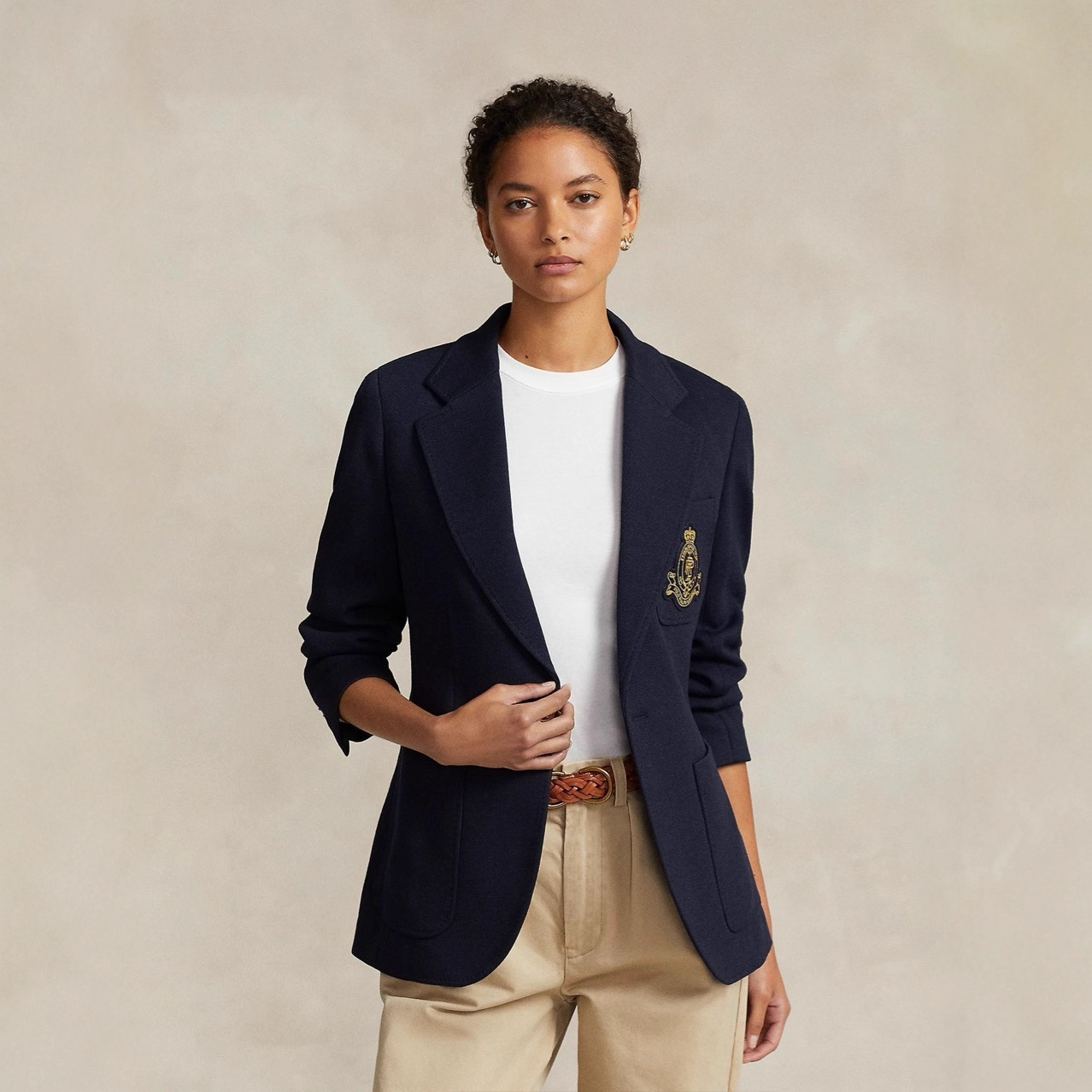 Ralph Lauren Women's Single-Breasted Crest-Embroidered Blazer
