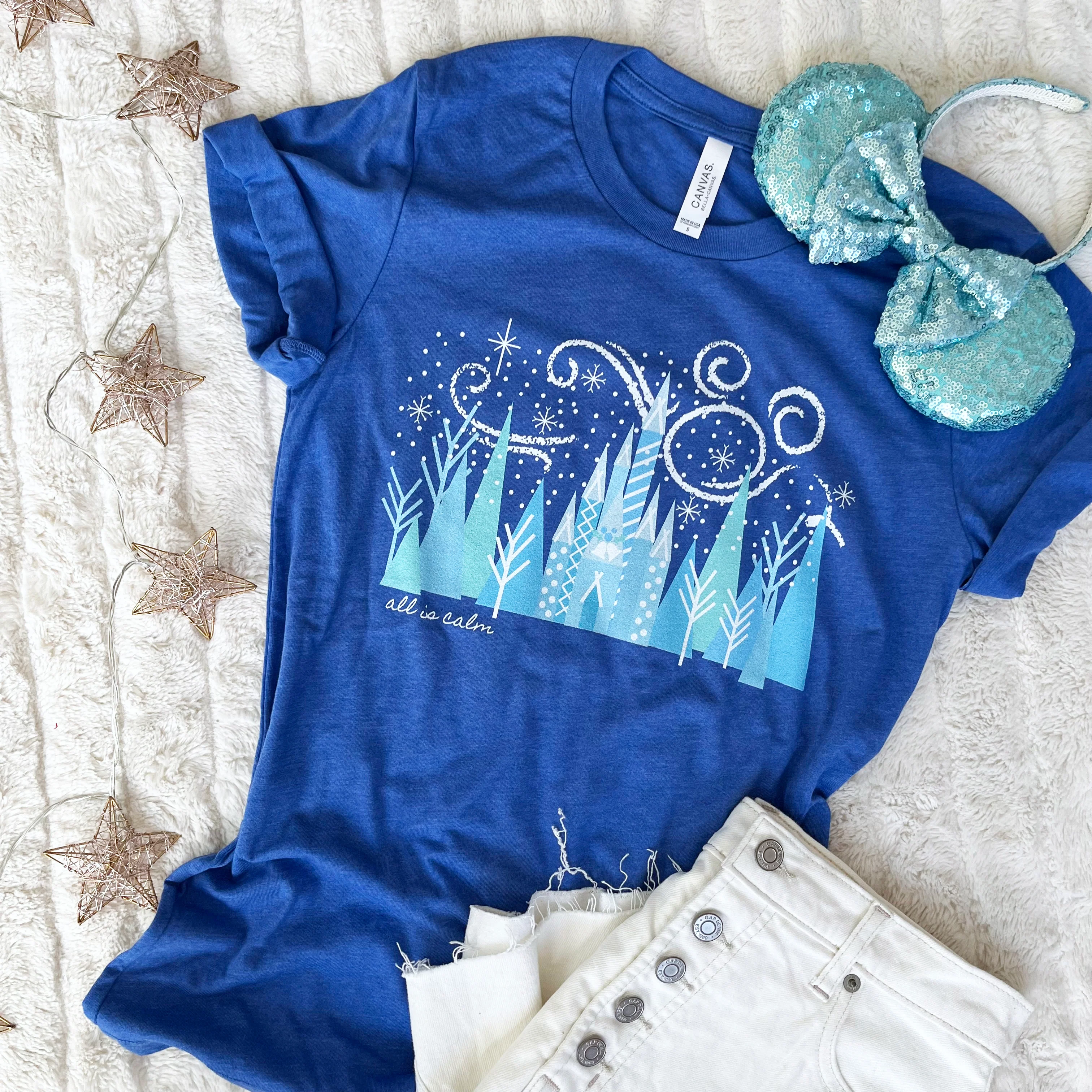 Disney Christmas Castle All is Calm T-Shirt Hidden Mickey Christmas T-Shirt