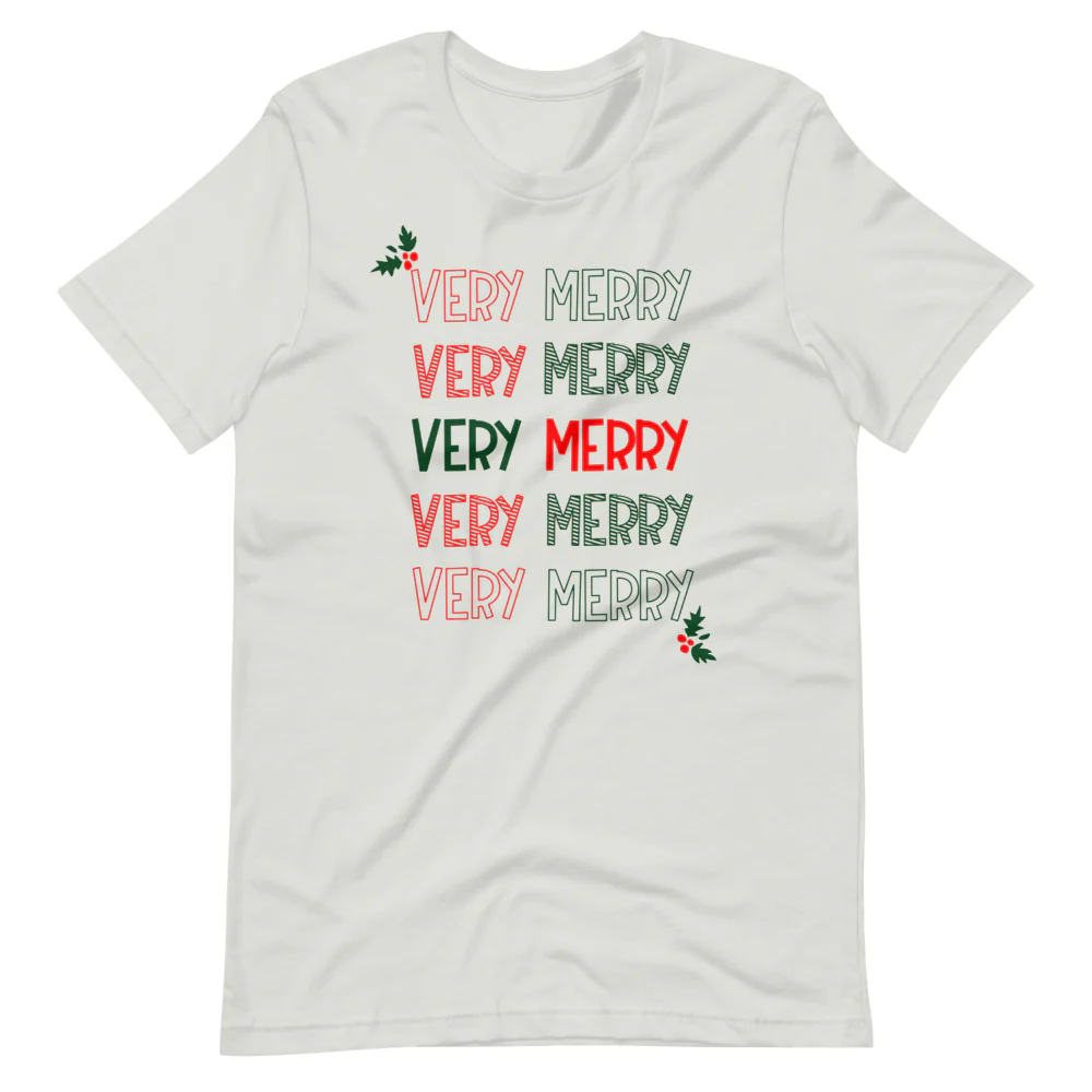 Very Merry Merry T-shirt Mickey Holly Disney Christmas Party T-Shirt