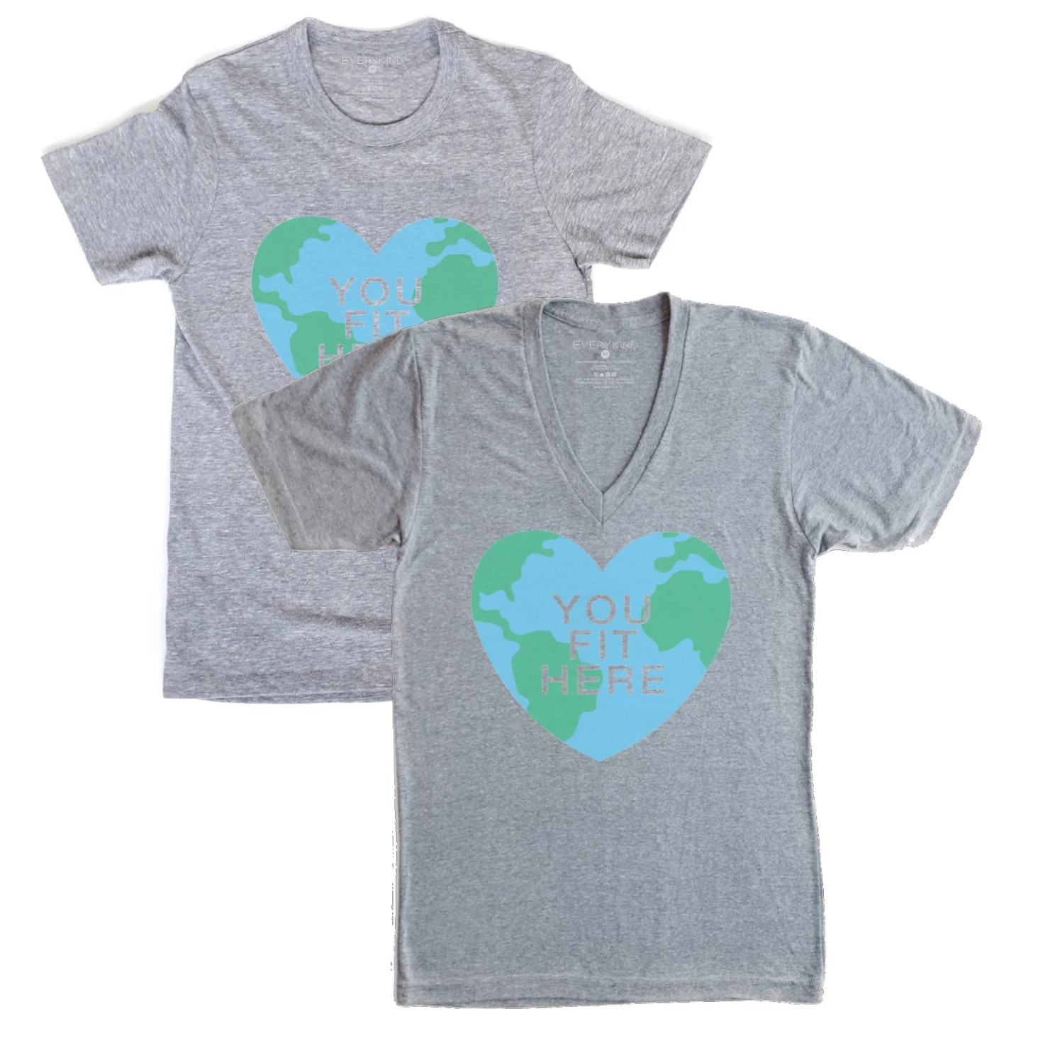 YOU FIT HERE GLOBE/HEART ADULT T-SHIRT