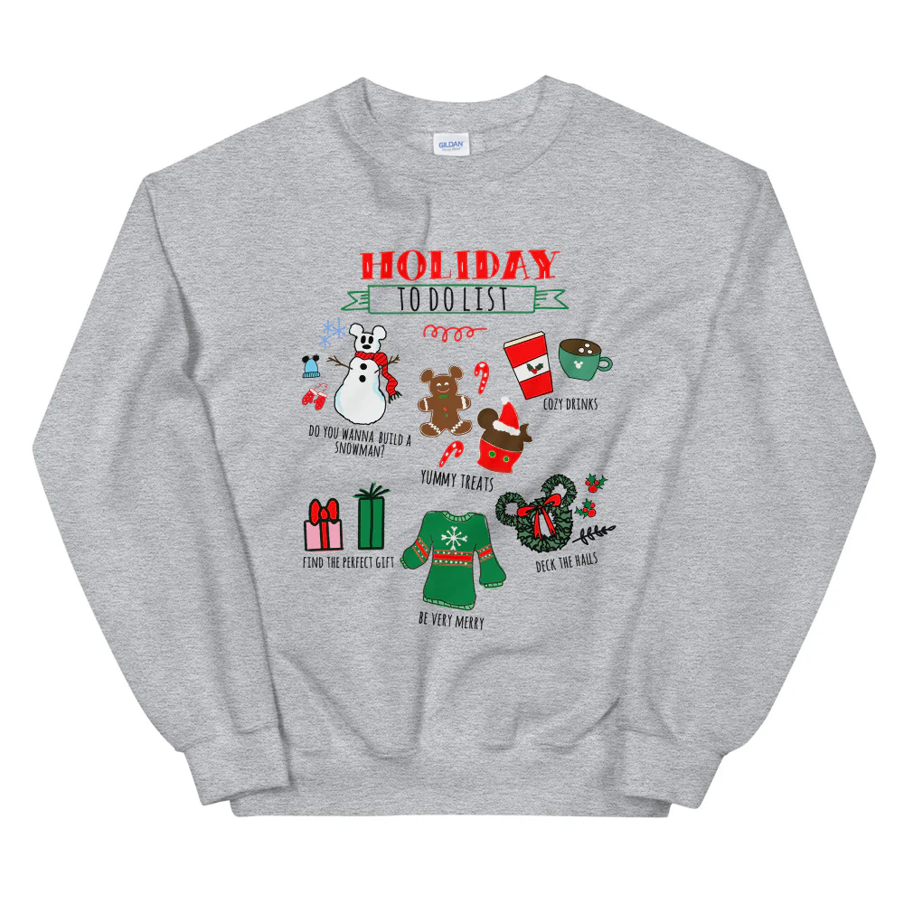 Disney Christmas Sweatshirt Disney Holiday Christmas Party To Do List Sweatshirt