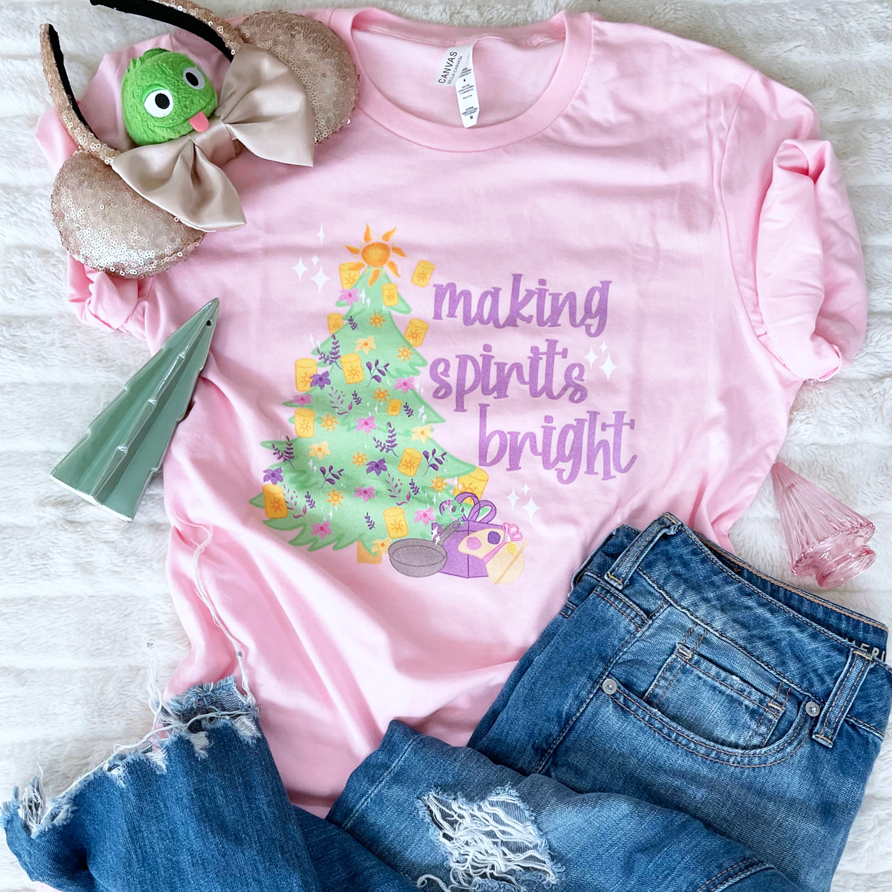Rapunzel Making Spirits Bright Tangled Disney Christmas Tree Unisex t-shirt