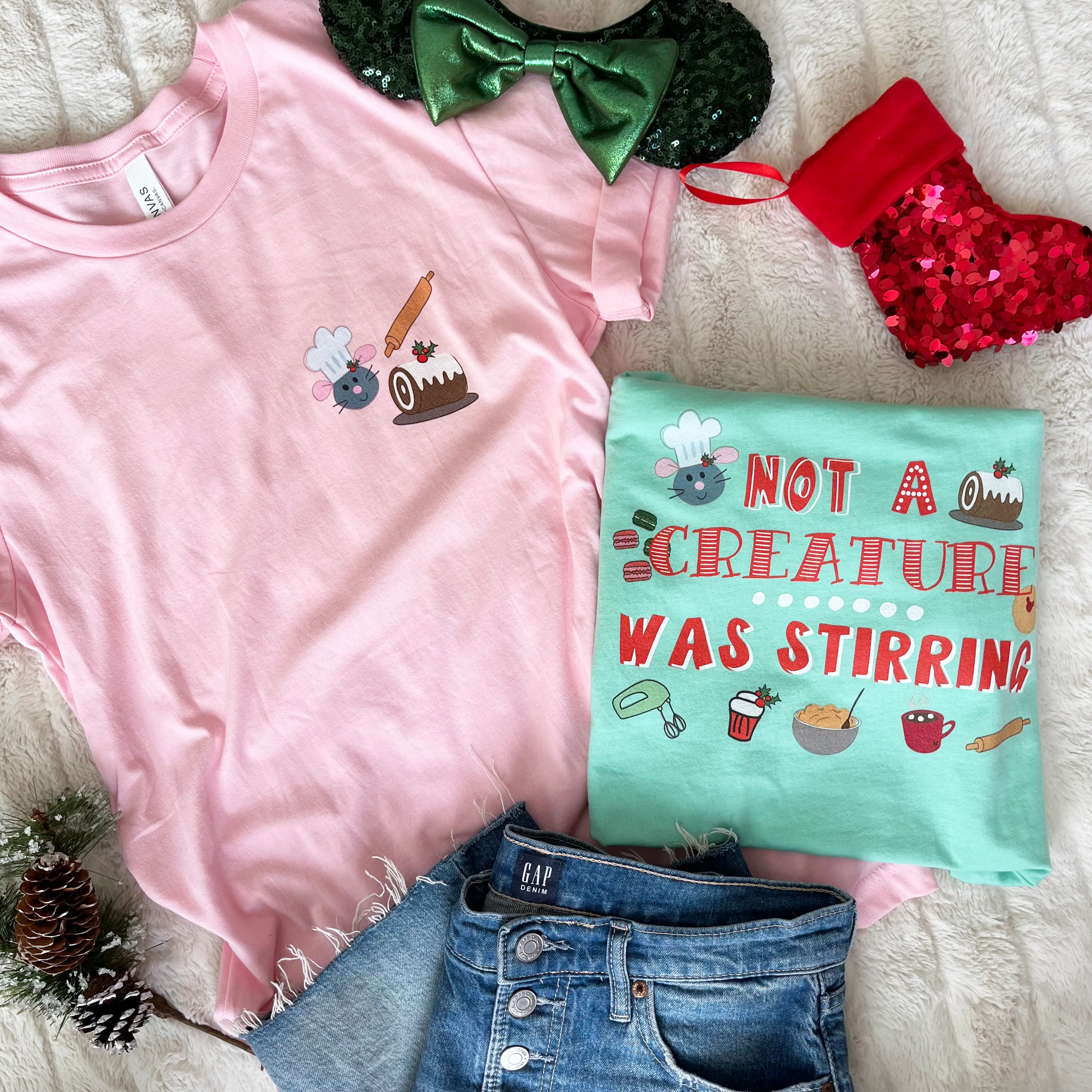 Remy Disney Christmas T-shirt 2-Sided Ratatouille Epcot Festival of Holidays Front and Back Unisex T-Shirt