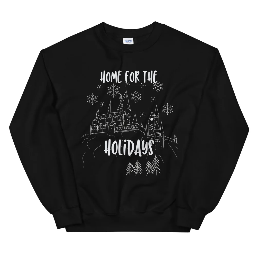 Home for the Holidays Sweatshirt Magical Christmas Castle Holiday Snowfall Sweatshirt