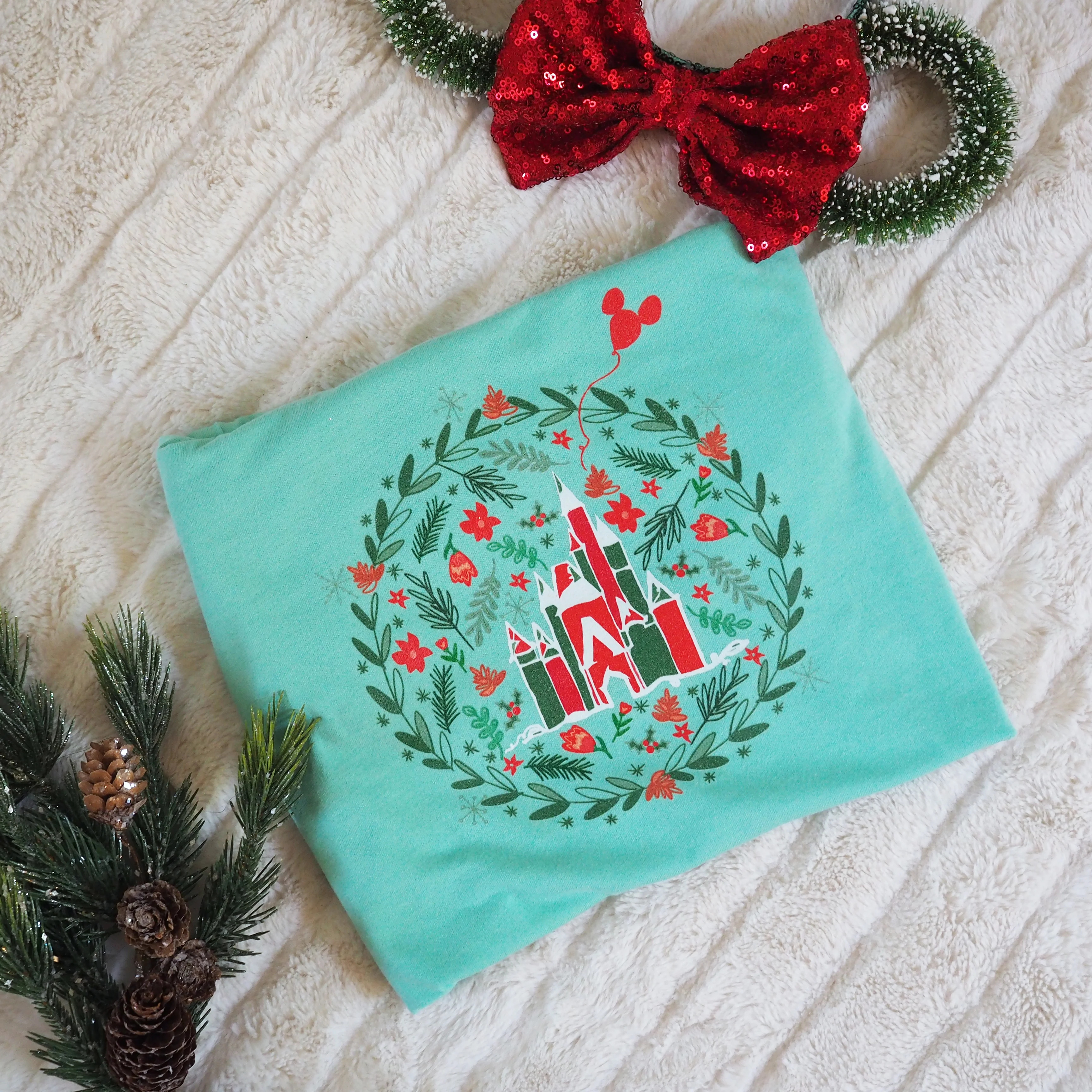 Cinderella's Castle Christmas T-Shirt Christmas Garden Disney Holiday T-Shirt