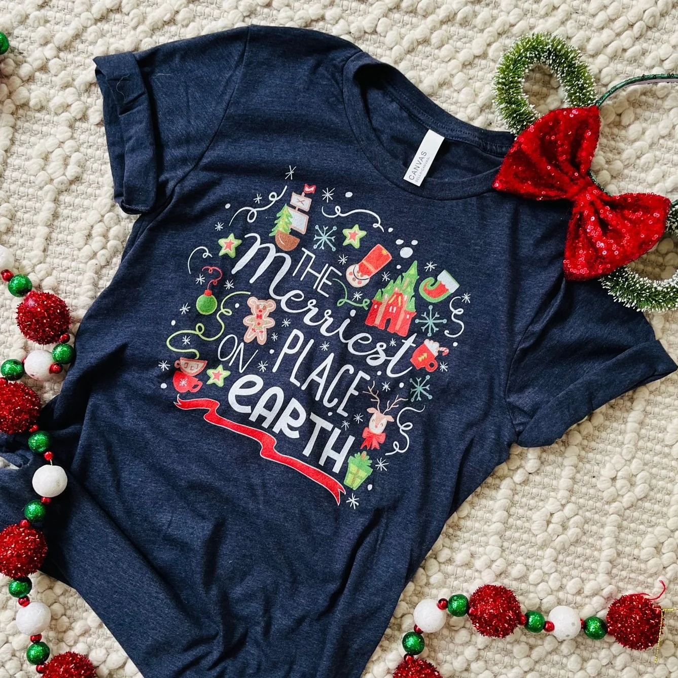 Disney Christmas Merriest Place on Earth T-Shirt Disney Parks Holiday Shirt Disney Family T-shirt