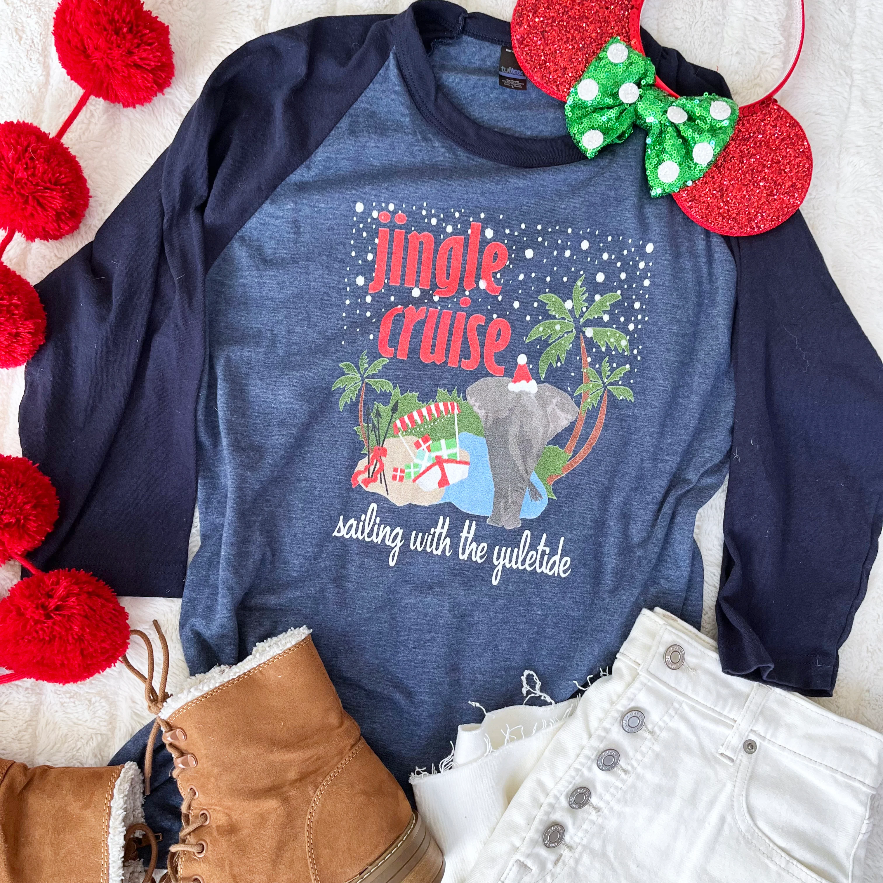 Jingle Cruise Elephant Raglan Disney Christmas Raglan