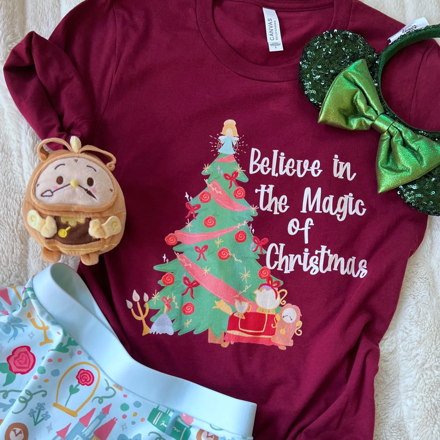 Disney Christmas Beauty and The Beast T-Shirt Magic of Christmas Princess Tree Unisex t-shirt
