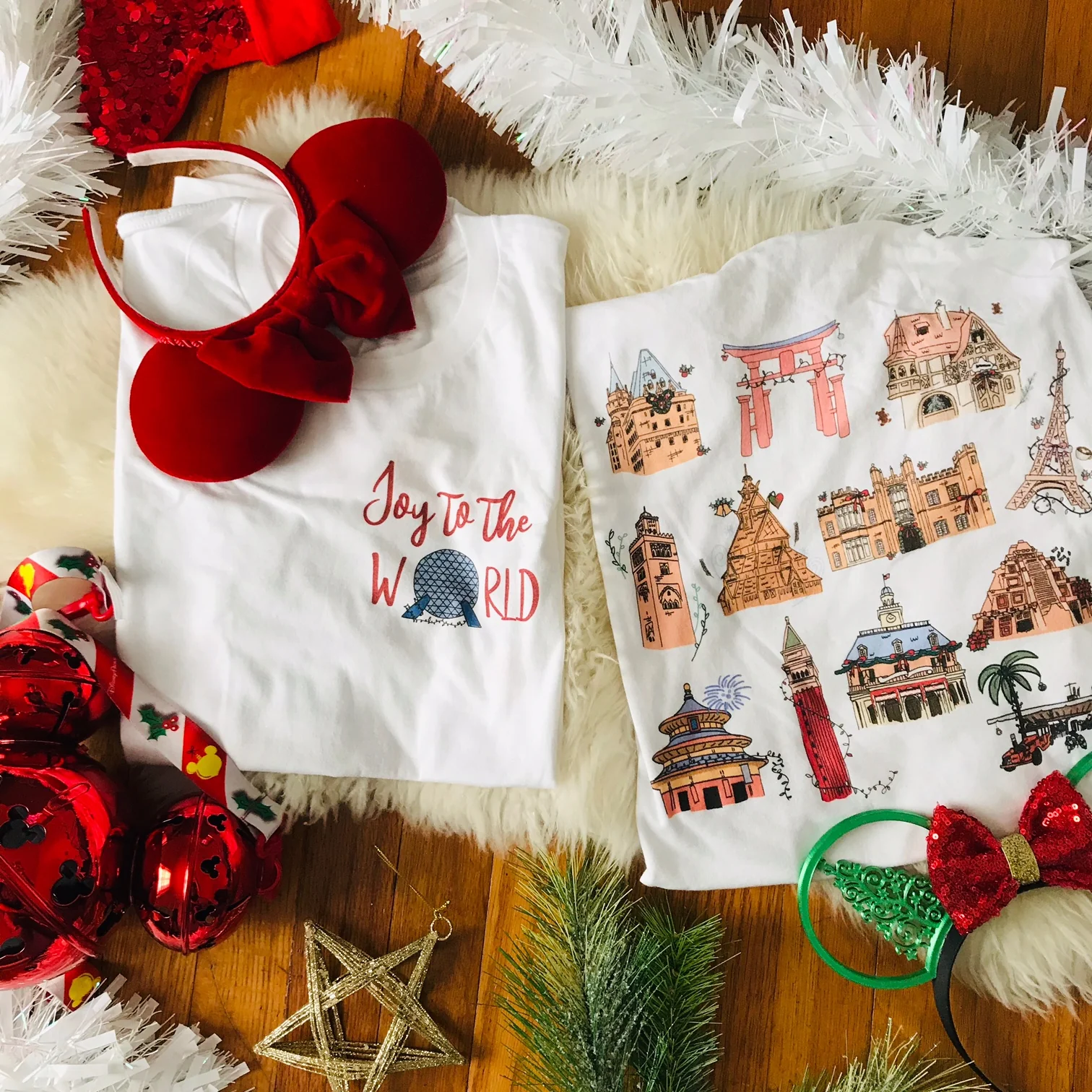 Epcot Holiday T-Shirt Joy to the World Showcase Christmas Short-Sleeve Unisex T-Shirt