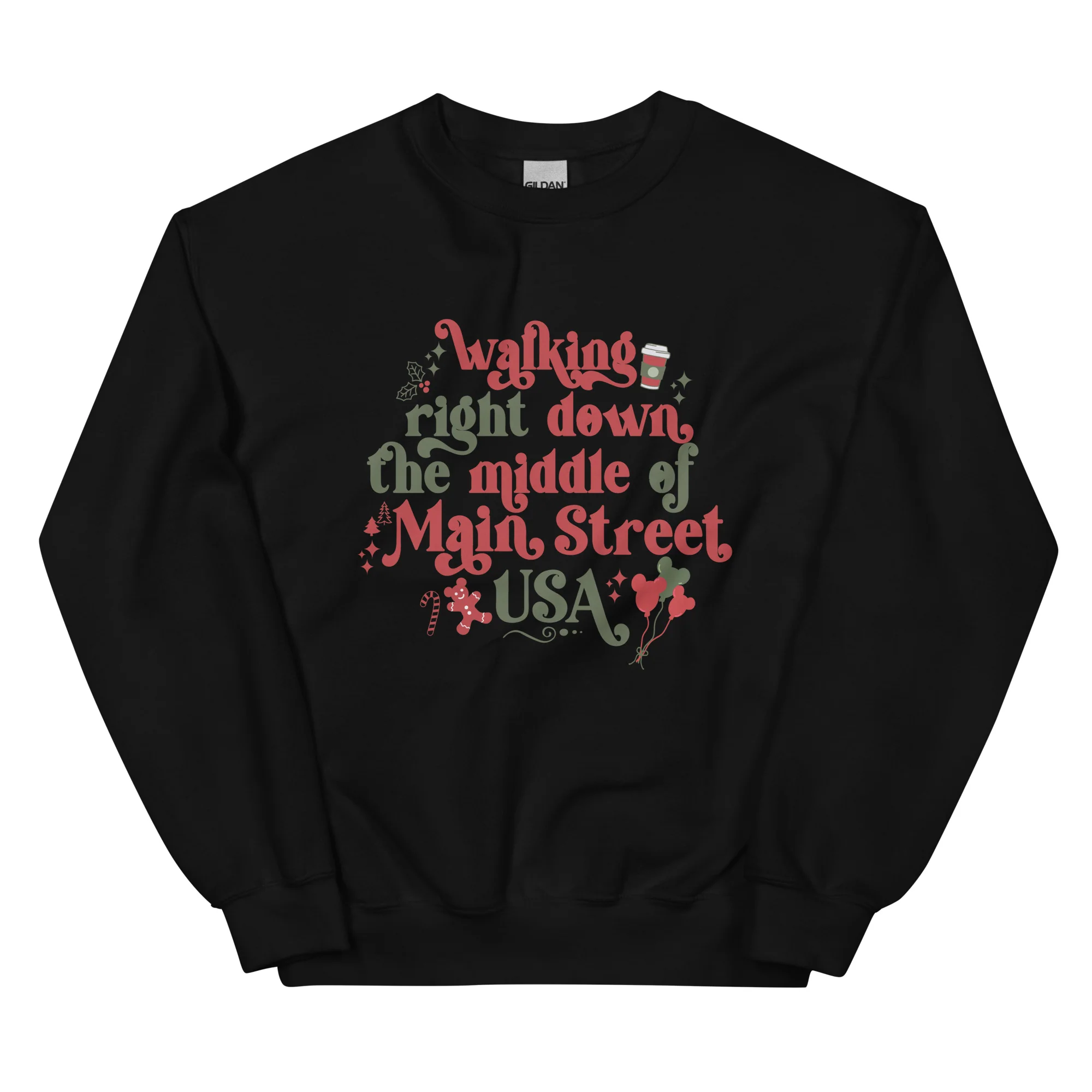 Main Street USA Holiday Disney Sweatshirt Magic Kingdom at Christmas Unisex Sweatshirt
