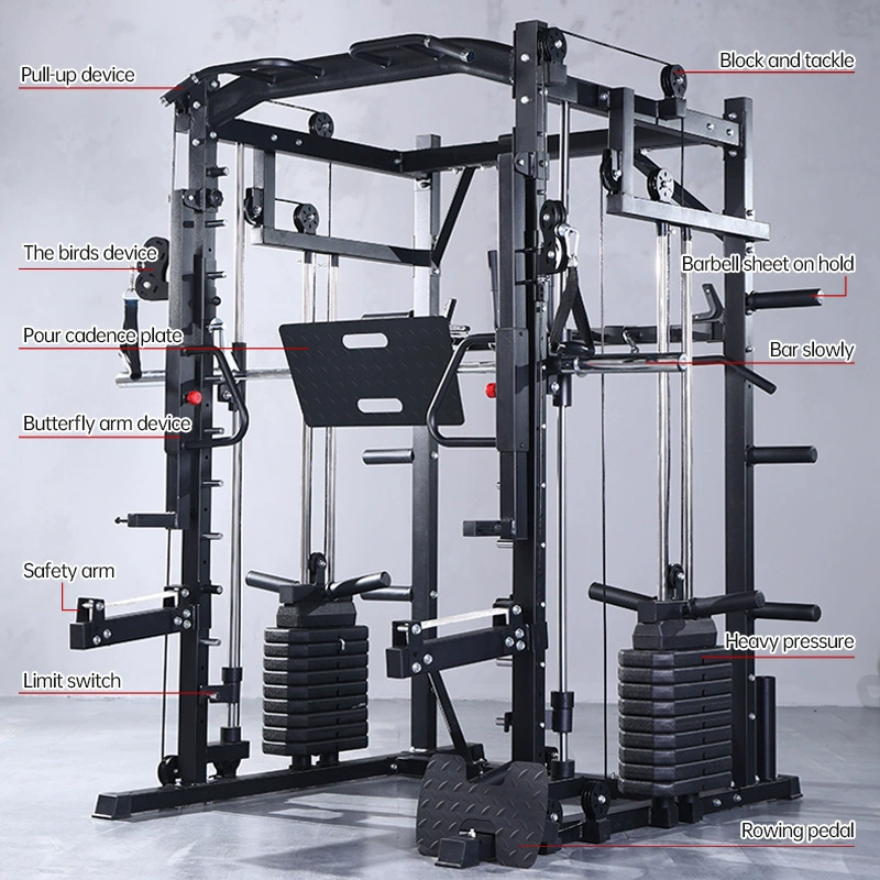 Gantry Frame Fitness Equipment Multi-functional Smith Machine Trainer Commercial Integrated Bench Press Squat RackOEM/Home Using