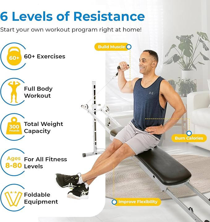 Wellshow Total Gym Versatile Indoor Home Gym Workout Total Body Strength Training Fitness Equipment