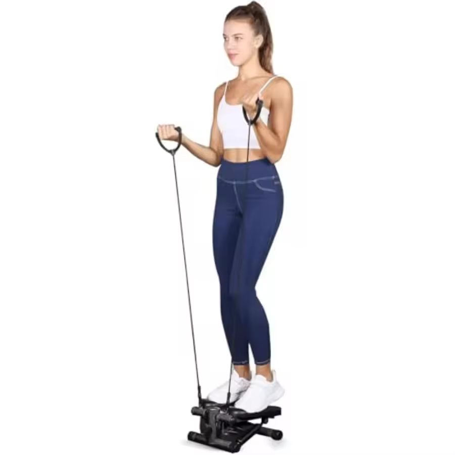 Mini Stepper Exercise Machine with Resistance Bands Compact Home Fitness Equipment