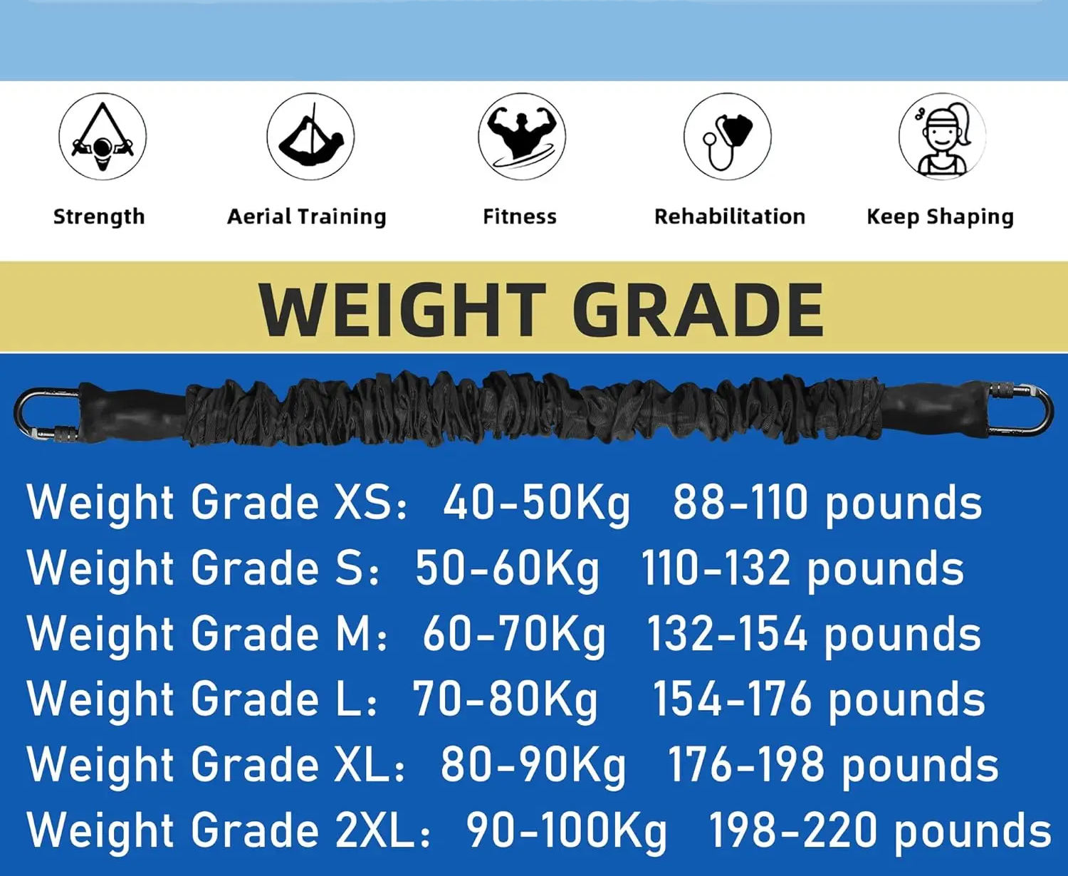 Bungee Fitness Equipment Set, Elastic Resistance Bands, Anti Gravity Dance Rope Bands Complete Accessories For Dance, Home, Gym