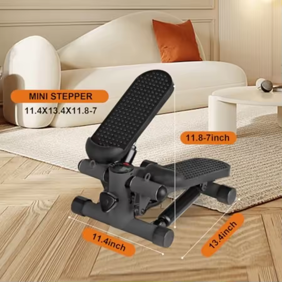 Mini Stepper Exercise Machine with Resistance Bands Compact Home Fitness Equipment