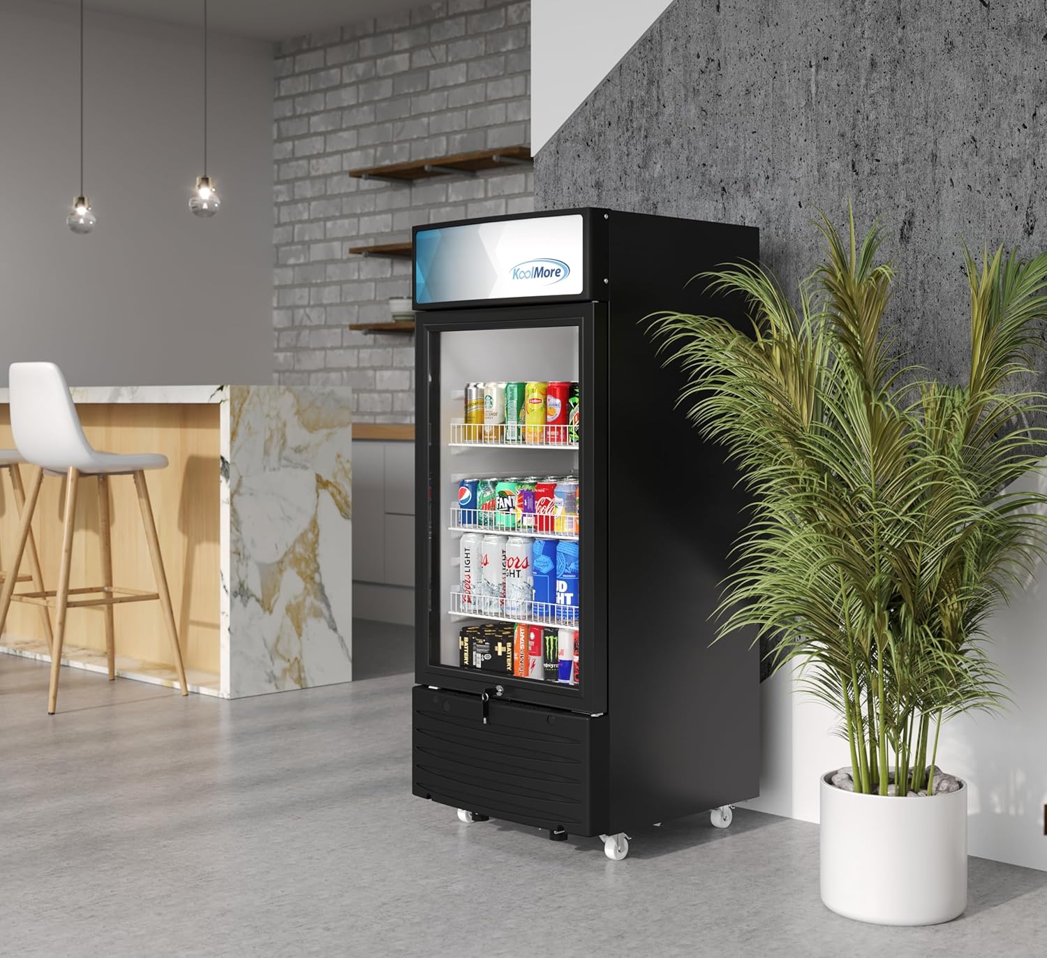 KoolMore MDR-9CP Display-Refrigerator, 9 cu.ft. Single Swing Door, Black