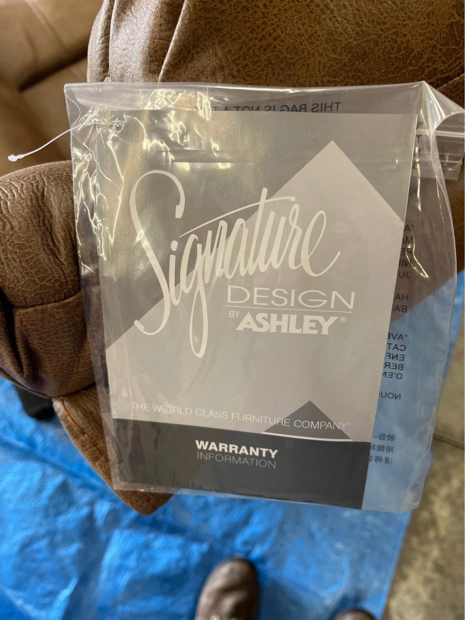 Signature Design by Ashley Yandel Faux Leather Electric Power Lift Recliner for Elderly, Brown