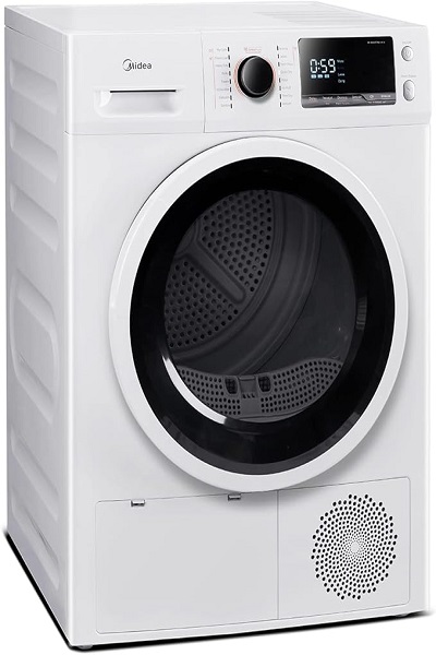 Midea MLE25H7BWW Heat Pump, Ventless Front Load Dryer Stackable Washing Machine, Energy Efficient and Space Saving, 4.4 Cu.ft, White