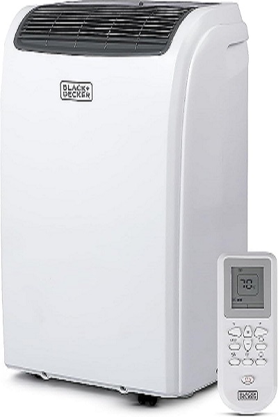 BLACK+DECKER Portable Air Conditioner, 12,000 BTU (8,000 BTU SACC) for Rooms up to 550 Sq. Ft., Portable AC with Follow Me Remote Control and Window Kit, BPACT12WT, White