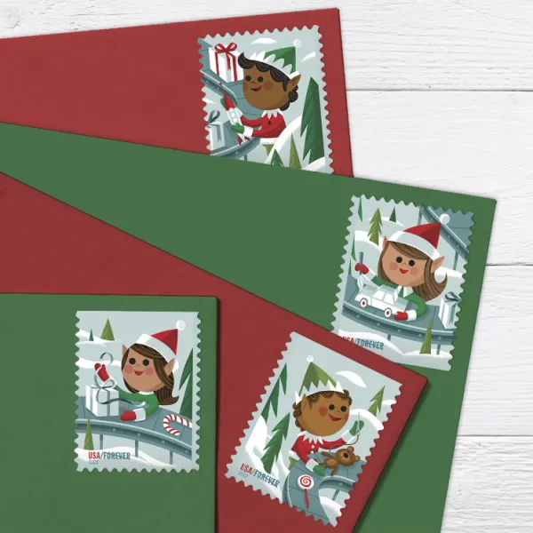Holiday Elves Forever Stamps 2022
