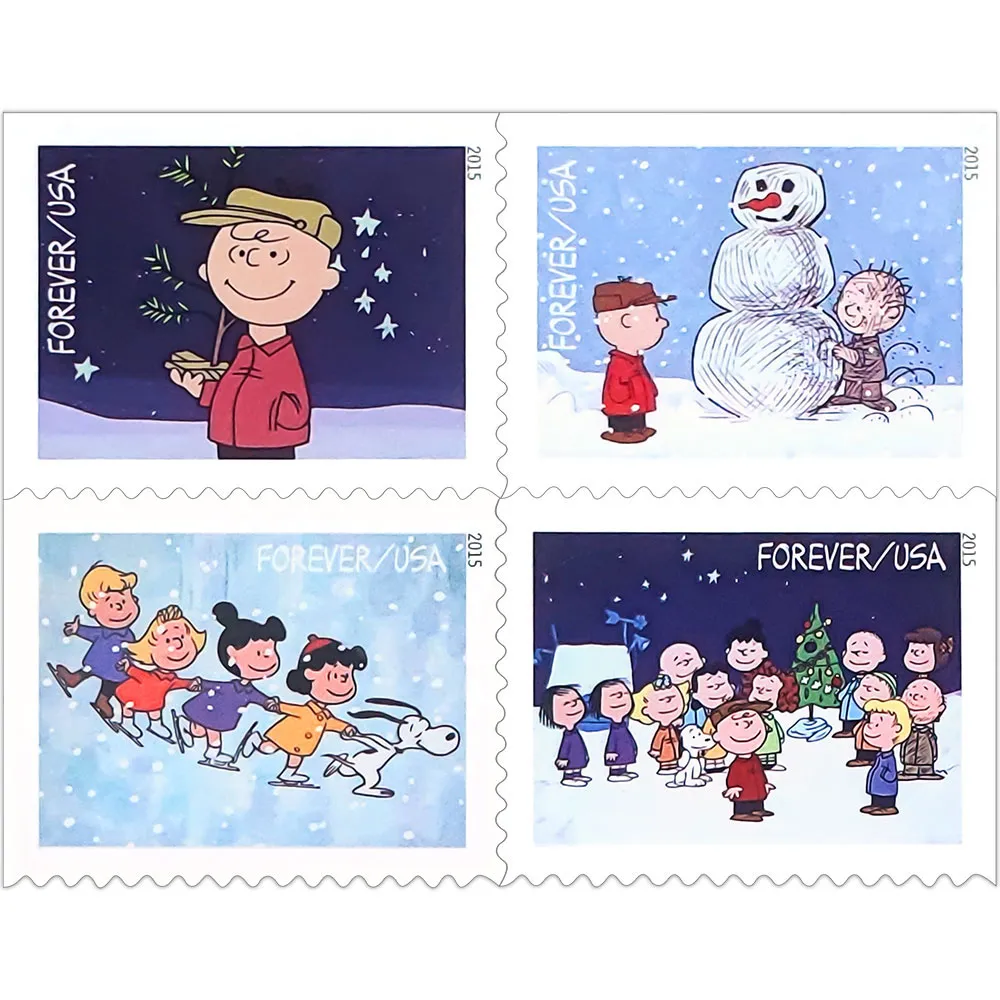 🎁[US Free Shipping]100 Pcs-1000Pcs Charlie Brown Christmas 2015 - Sheet of 20