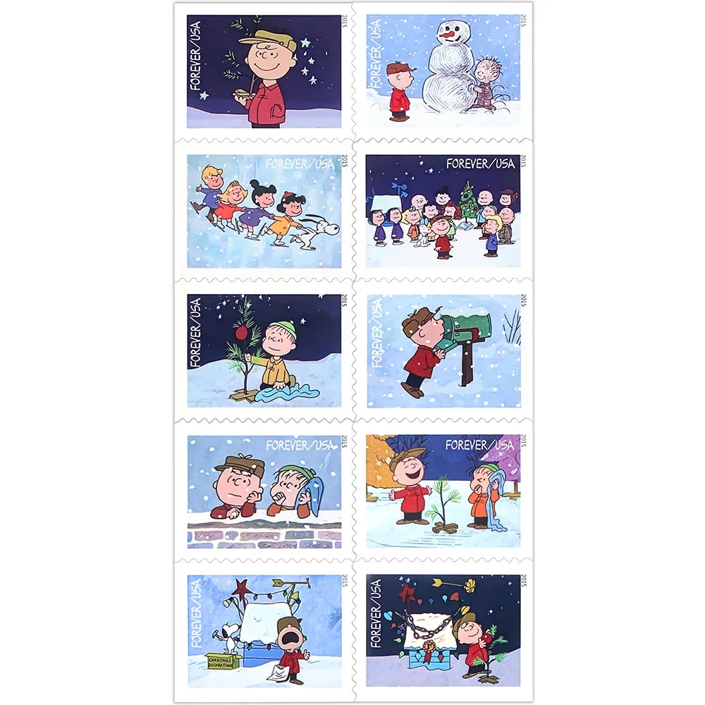 🎁[US Free Shipping]100 Pcs-1000Pcs Charlie Brown Christmas 2015 - Sheet of 20