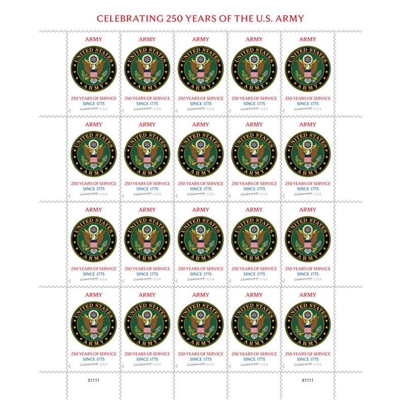 2025 U.S. Army 250th Stamps, Sheet of 20