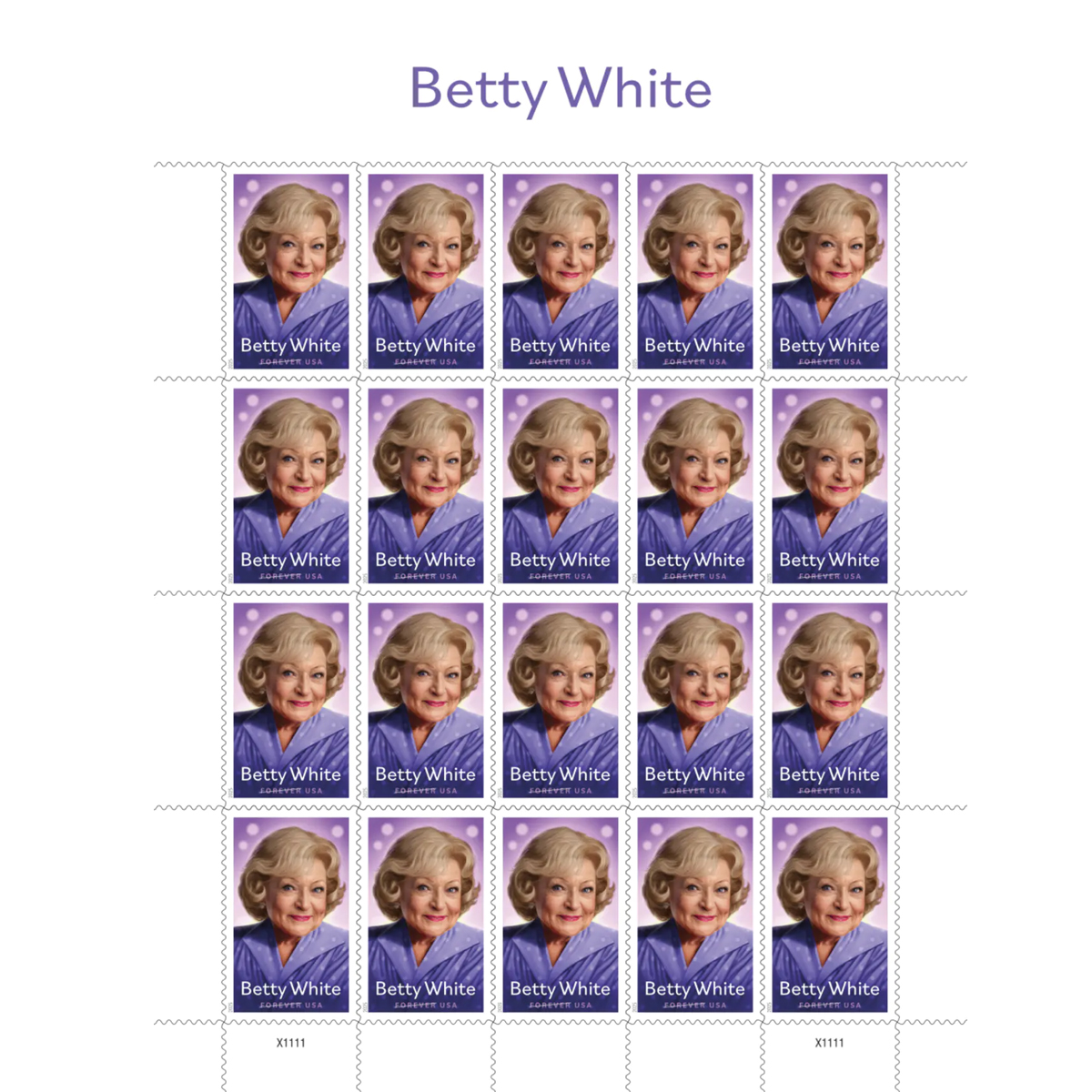 2025 Betty White Stamps Sheet of 20