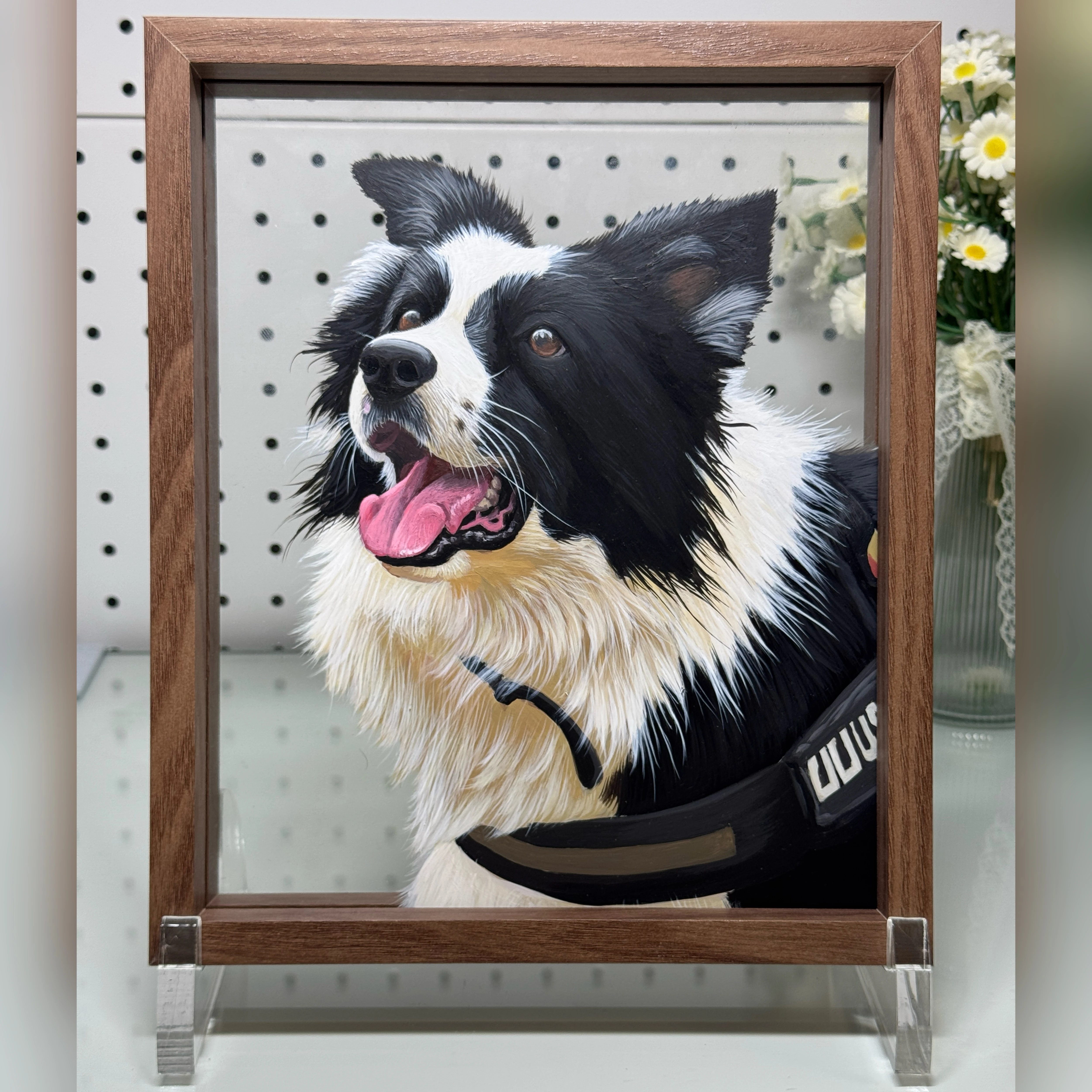 Hand-Painted Pet Portrait on Glass A timeless artwork created just for your pet