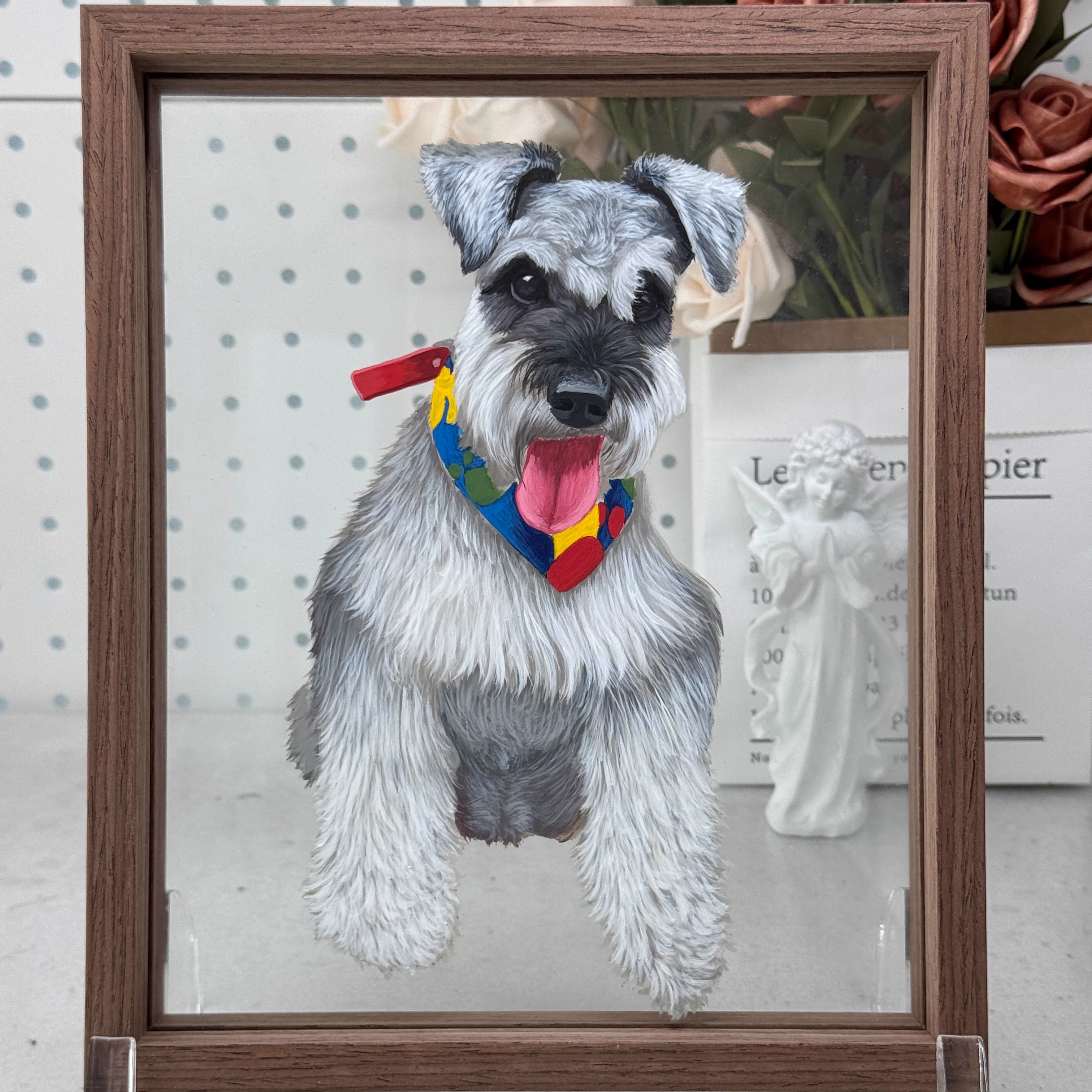 Hand-Painted Pet Portrait on Glass A timeless artwork created just for your pet