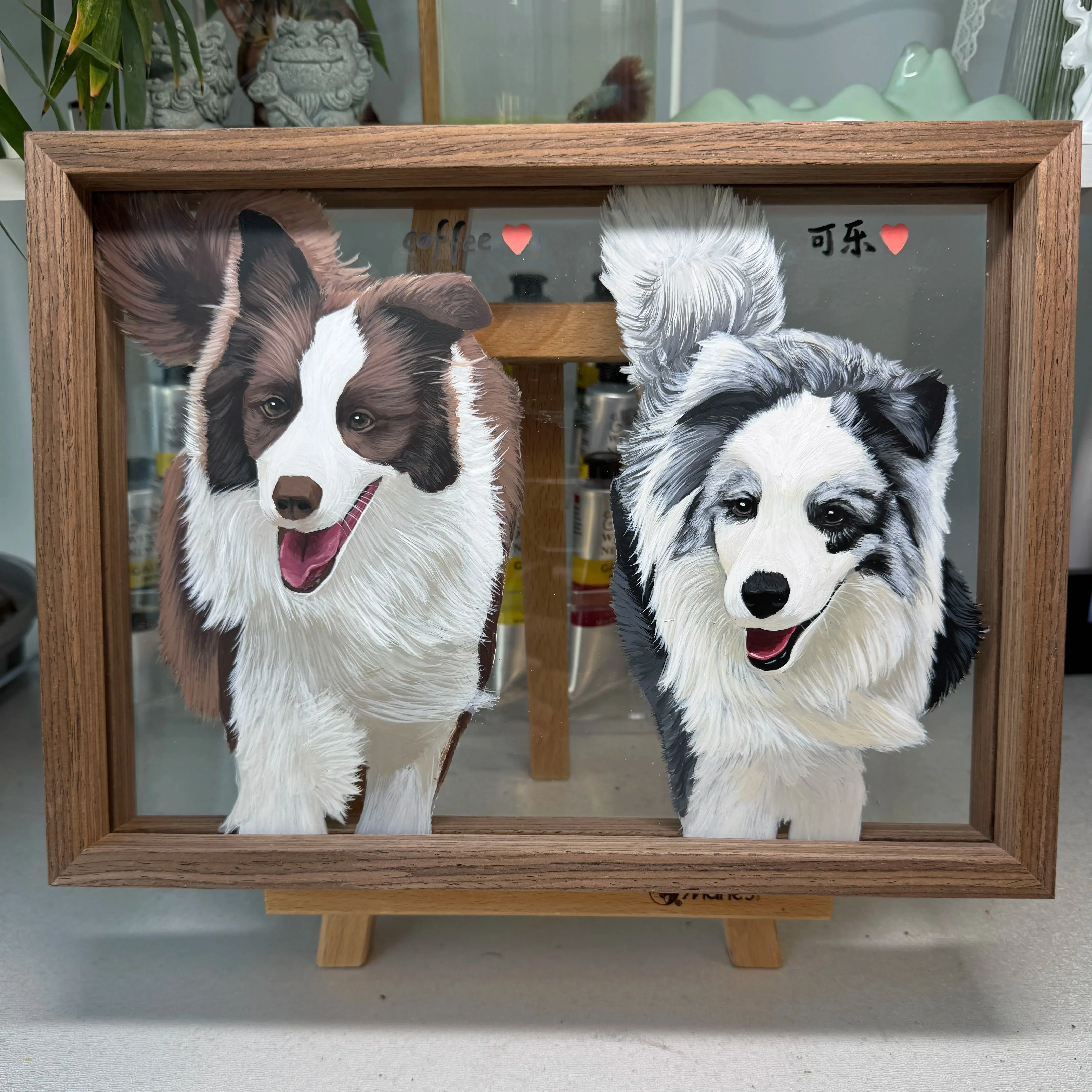 Hand-Painted Pet Portrait on Glass A timeless artwork created just for your pet