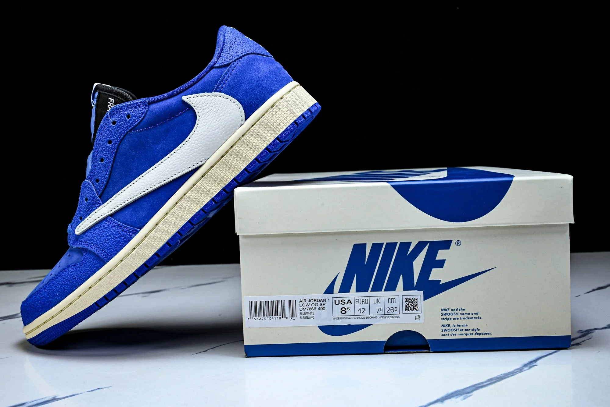 Travis Scott x Fragment AJ1 Low 'Reverse Sail Military Blue' (Unreleased)