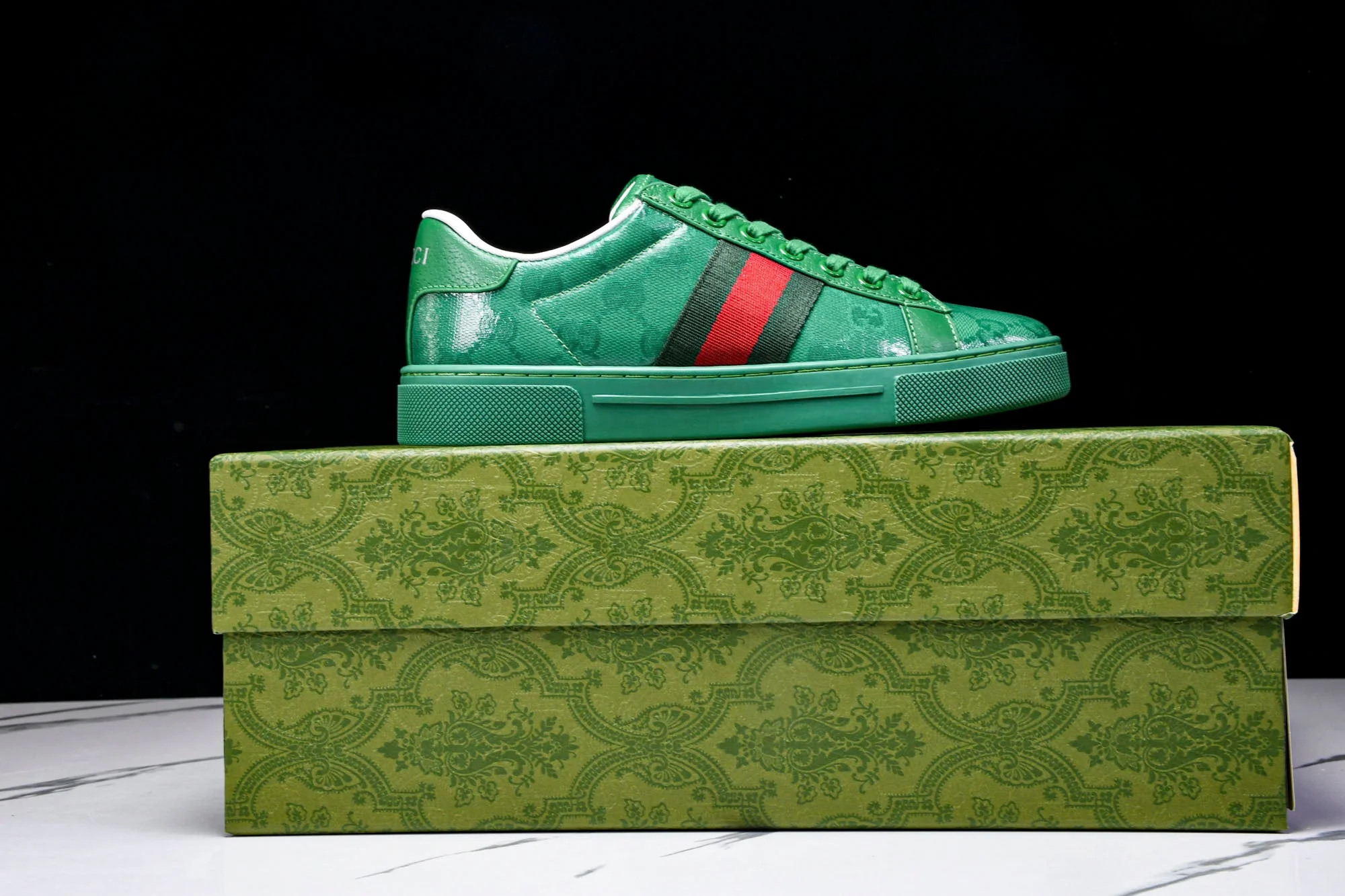 Guссi Ace Web 'Green Monogram'