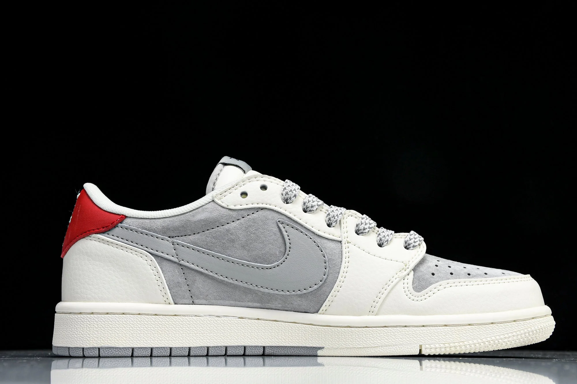 Travis Scott AJ1 Low x Stussy 'Grey White Red' (Custom)