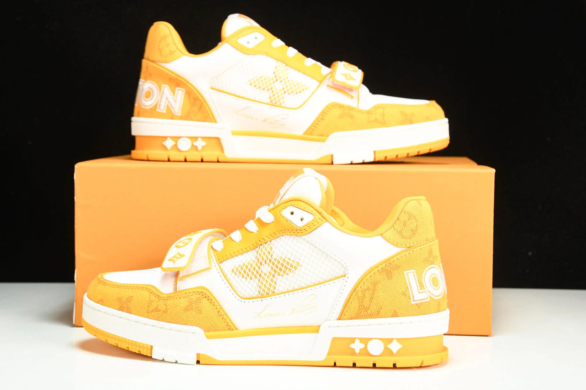 Louis Vuittоп Trainer Low Velcro Strap 'Monogram Denim Yellow'