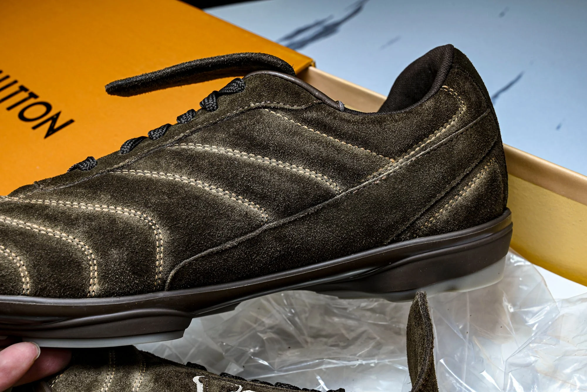 Louis Vuittоп Footprint Soccer Sneaker 'Brown Suede'