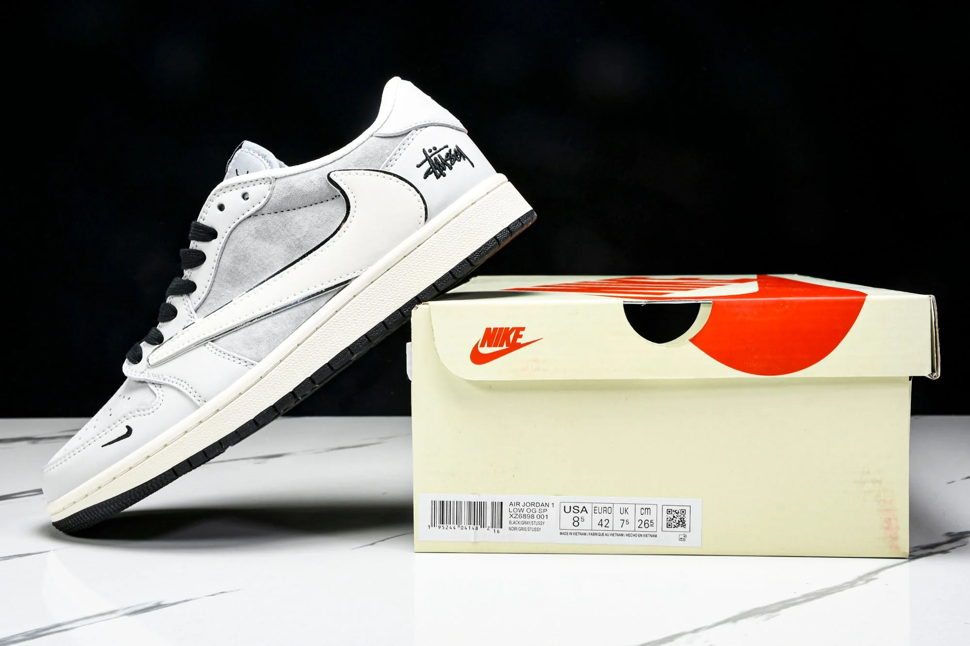 Travis Scott AJ1 Low x Stussy 'Silver Grey' (Custom)