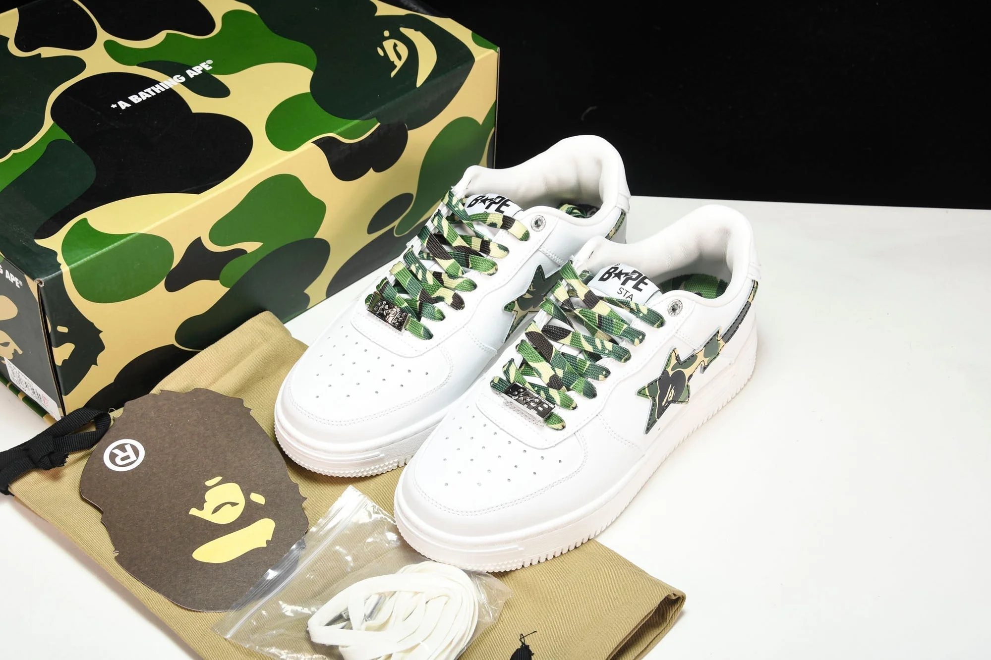 A Bathing Ape Bape Sta 'White ABC Camo Green'