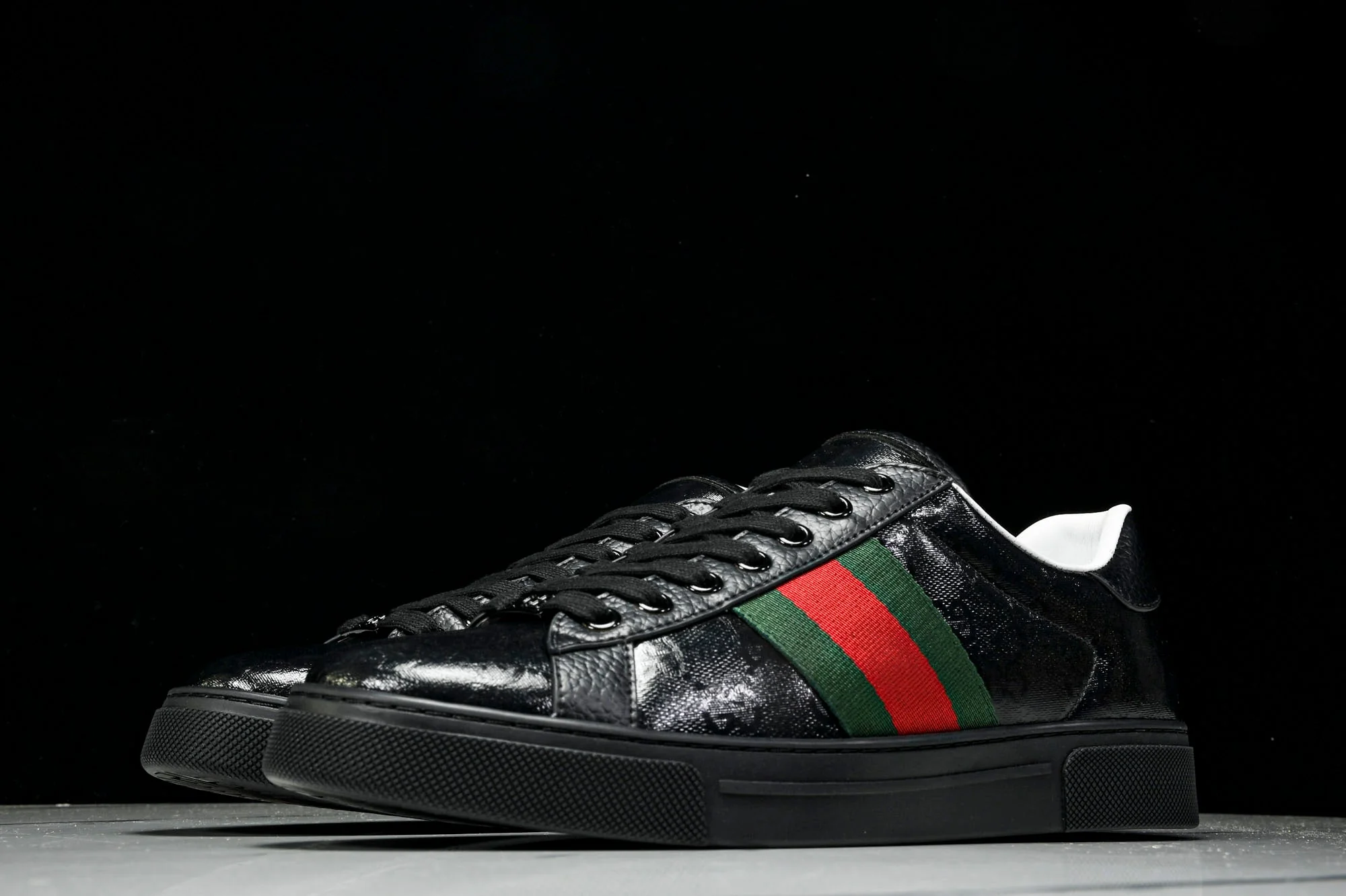 Guссi Ace Web 'Glossy Black Monogram'