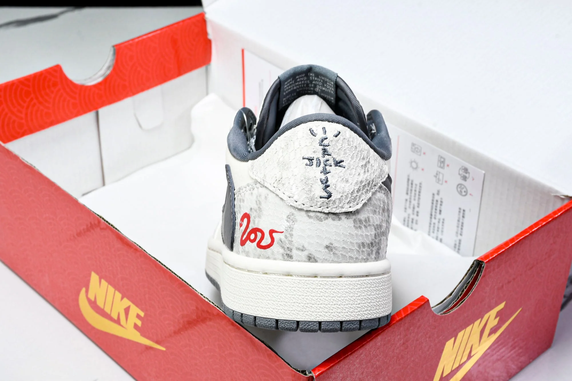Travis Scott AJ1 Low x Year of The Snake 'White Grey' (Custom)