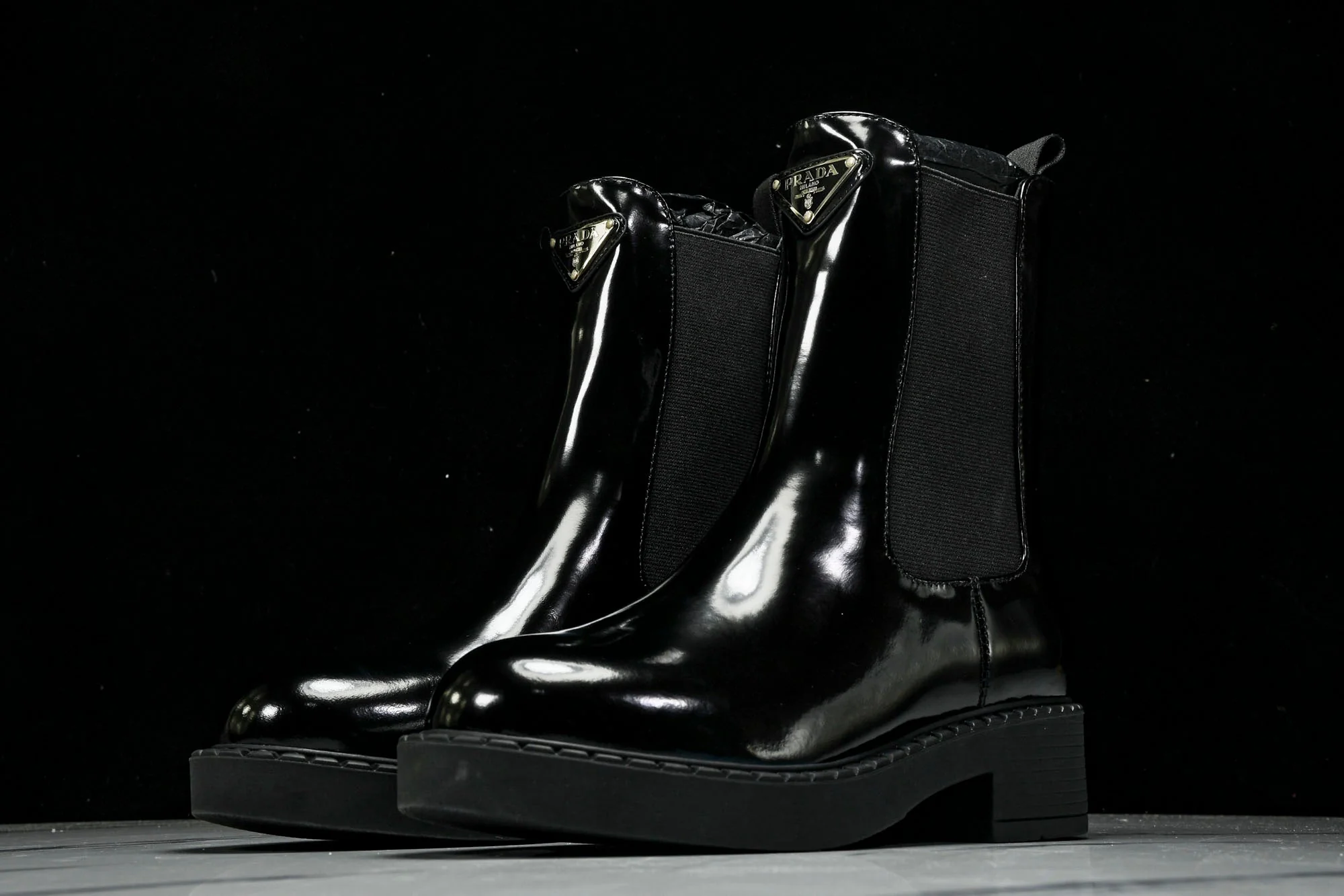 Prada Patent Chelsea Boots 'Black'