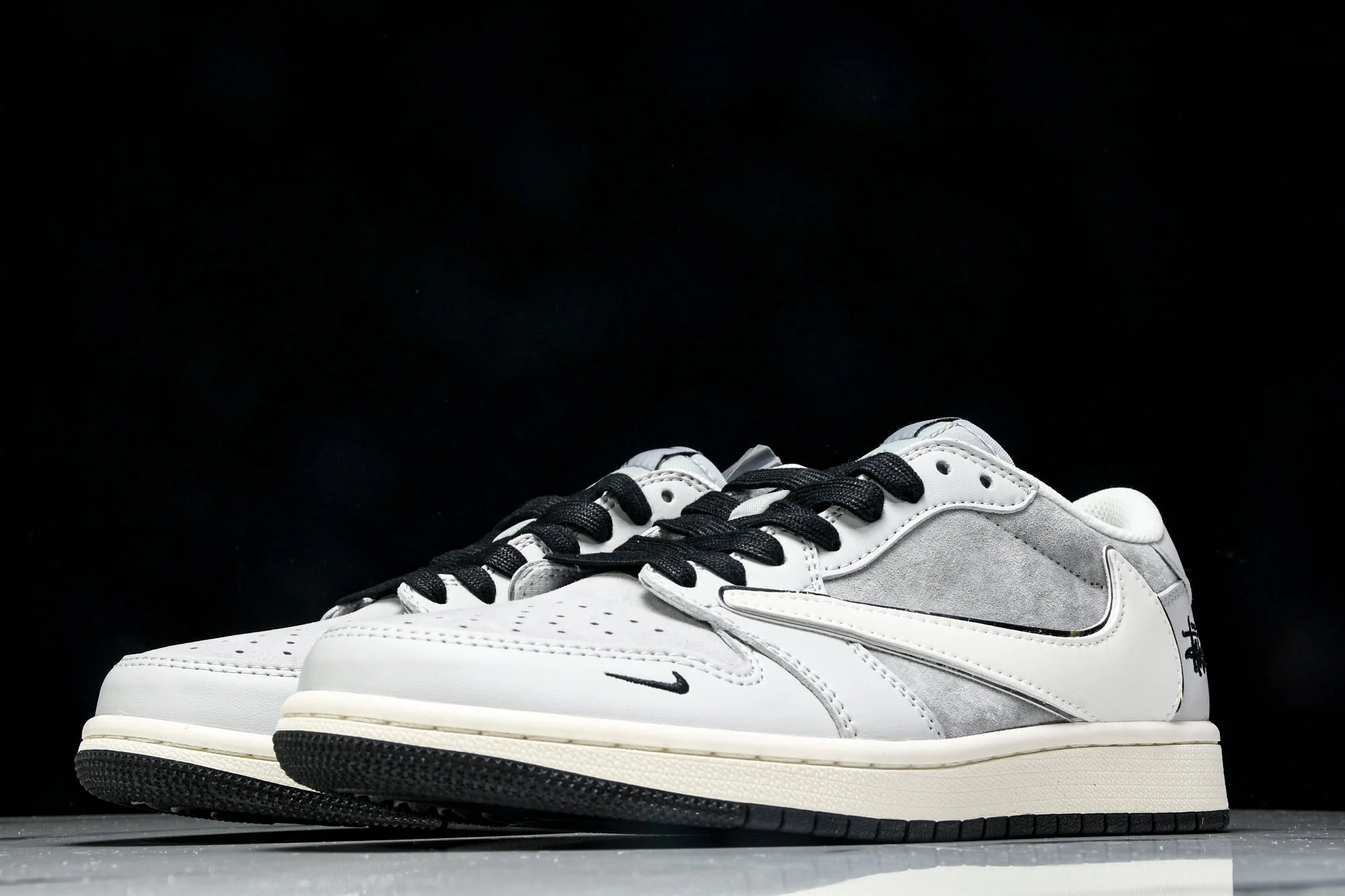 Travis Scott AJ1 Low x Stussy 'Silver Grey' (Custom)