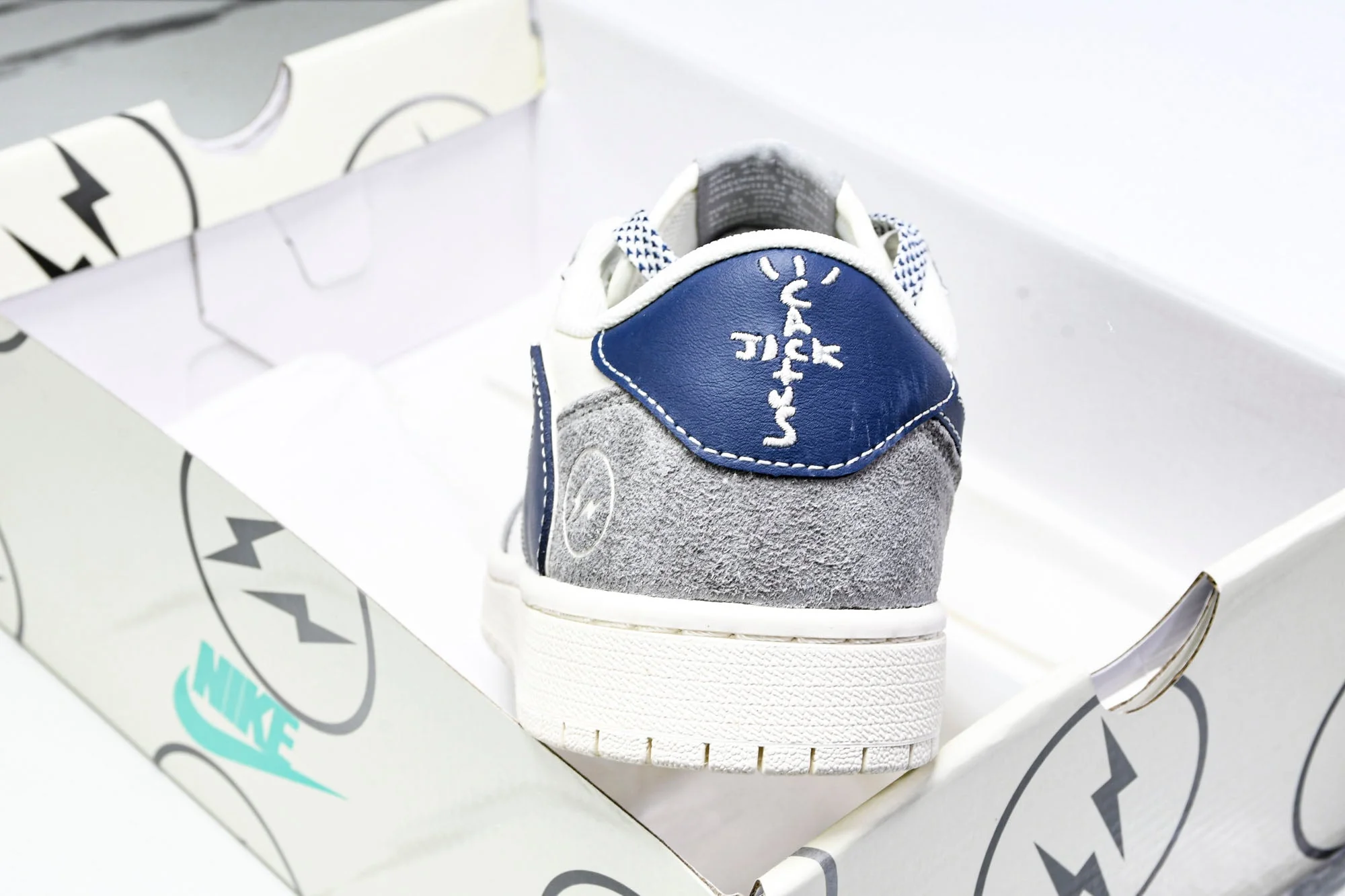 Travis Scott AJ1 Low x Fragment 'Grey Navy' (Custom)