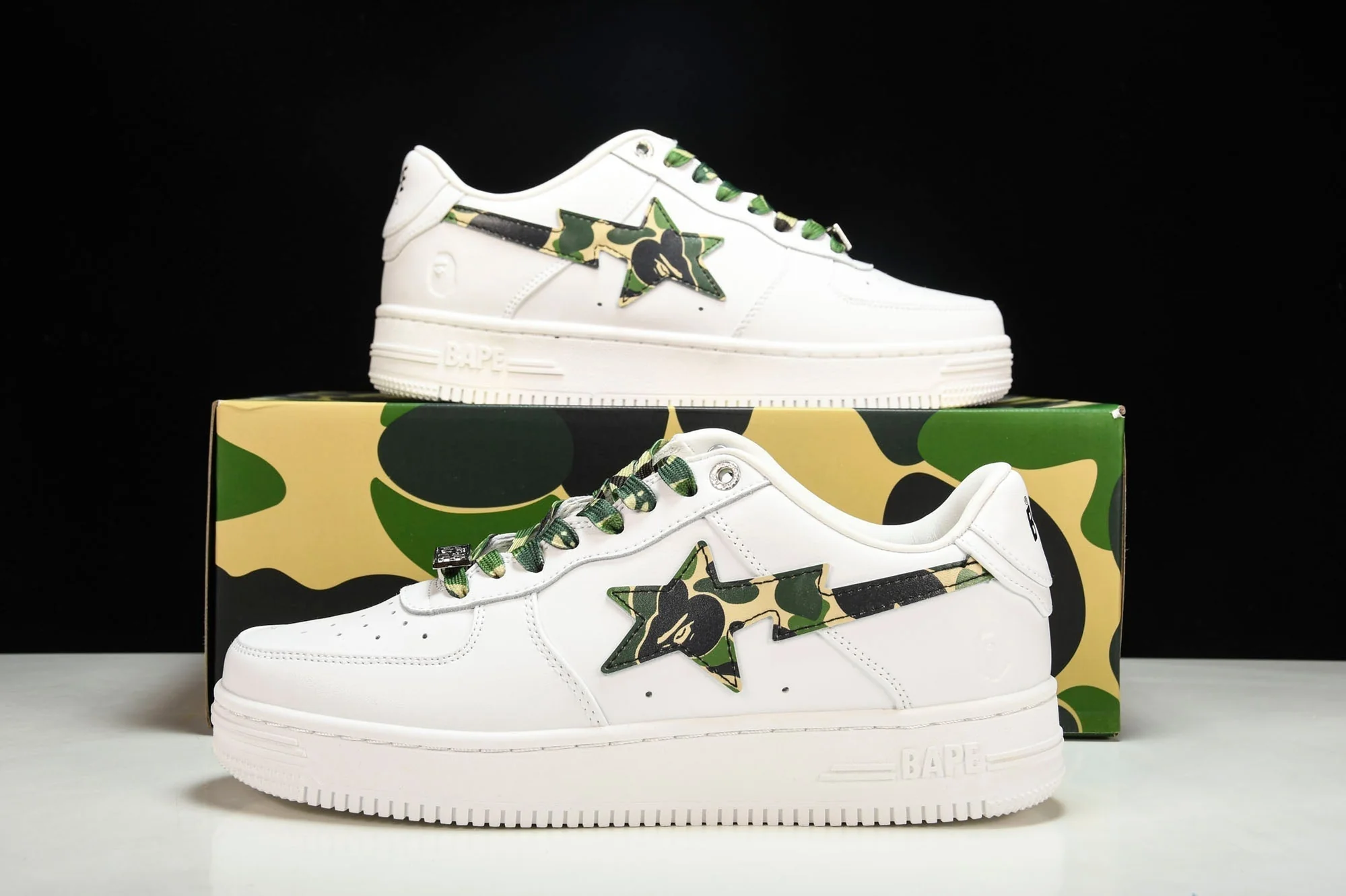 A Bathing Ape Bape Sta 'White ABC Camo Green'