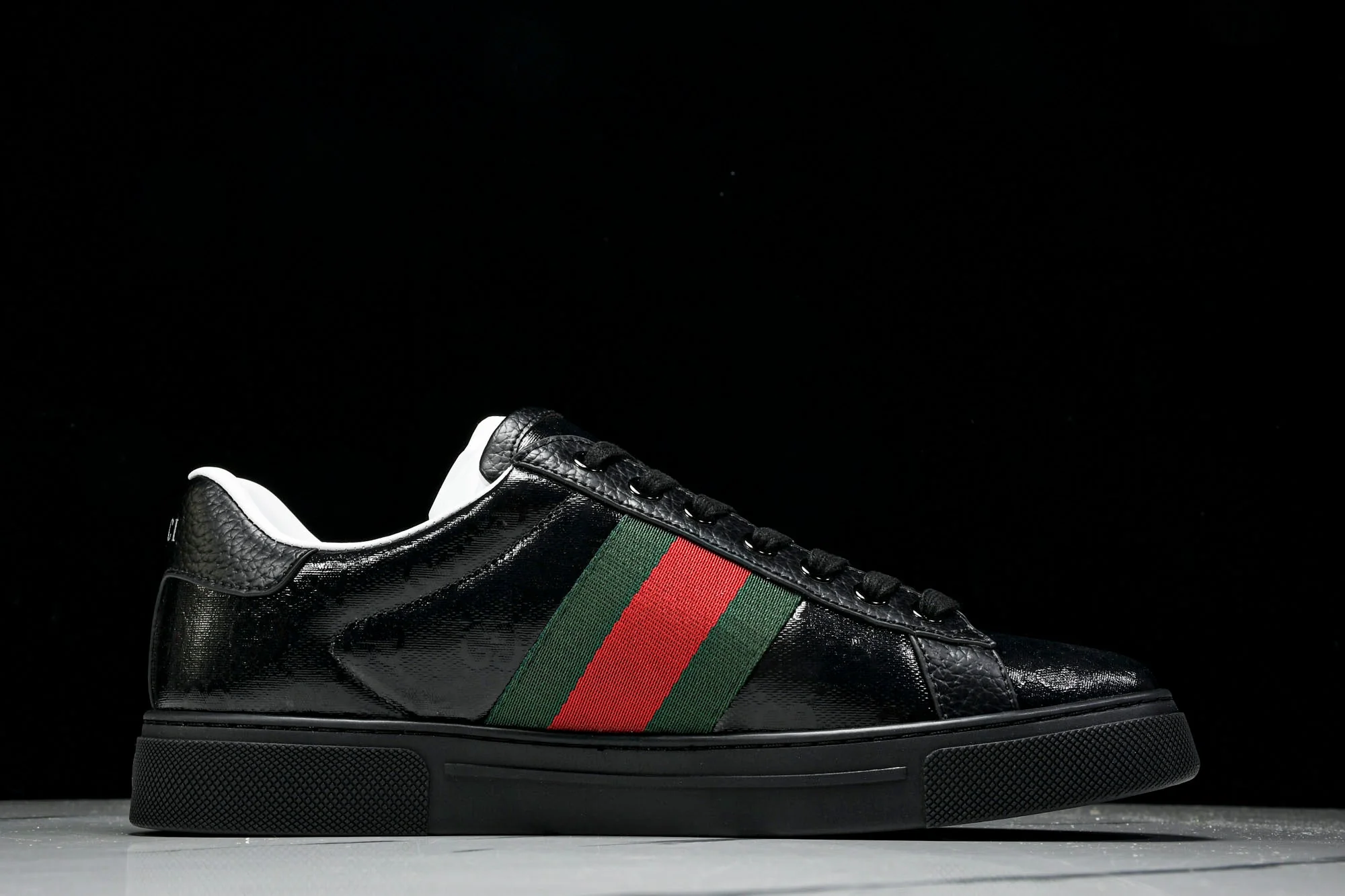 Guссi Ace Web 'Glossy Black Monogram'