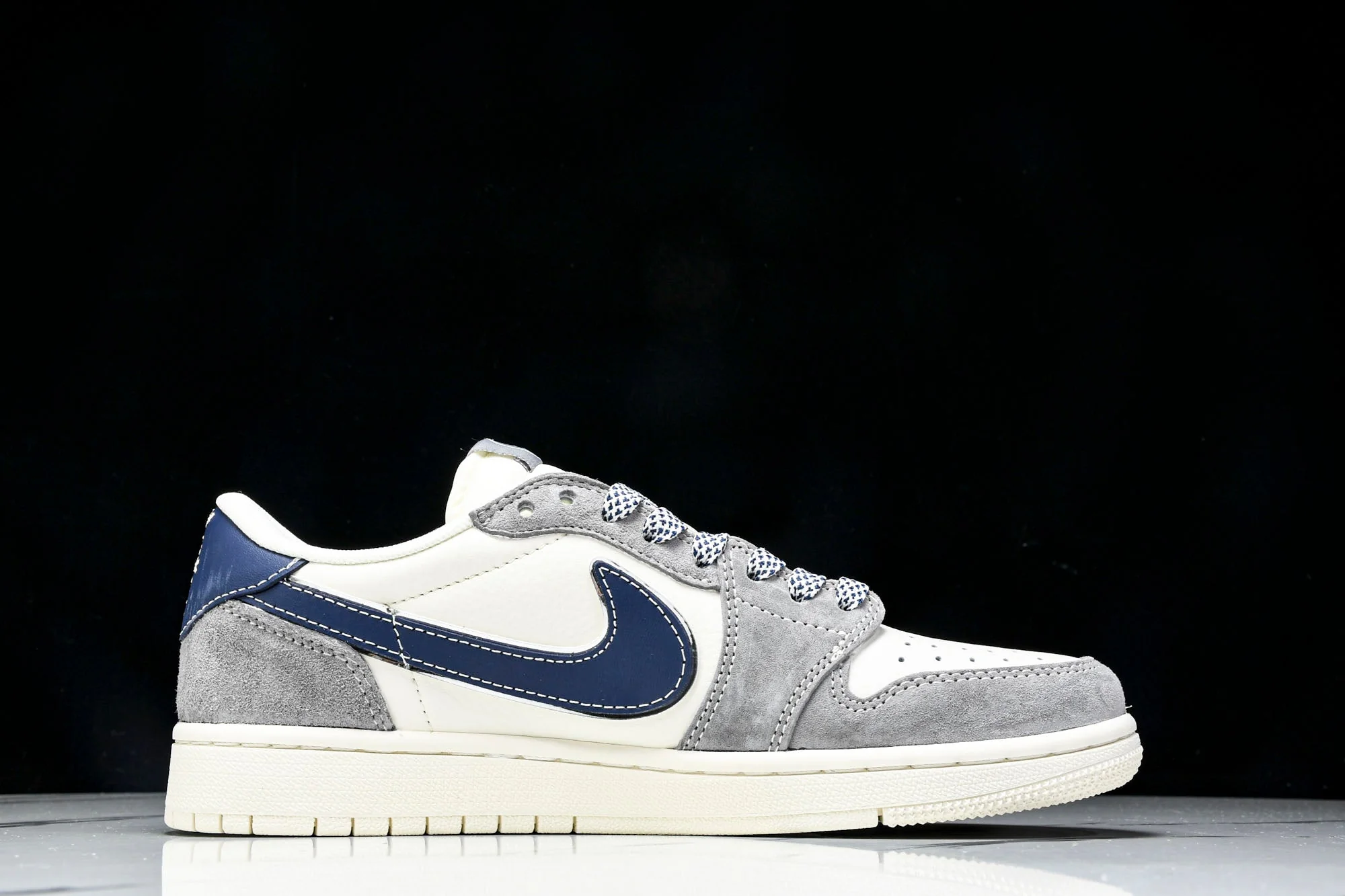 Travis Scott AJ1 Low x Fragment 'Grey Navy' (Custom)