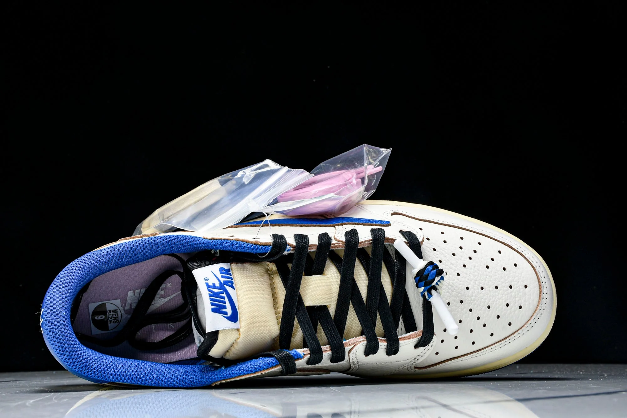 Travis Scott AJ1 Retro Low OG x Fragment 'Sail Military Blue'